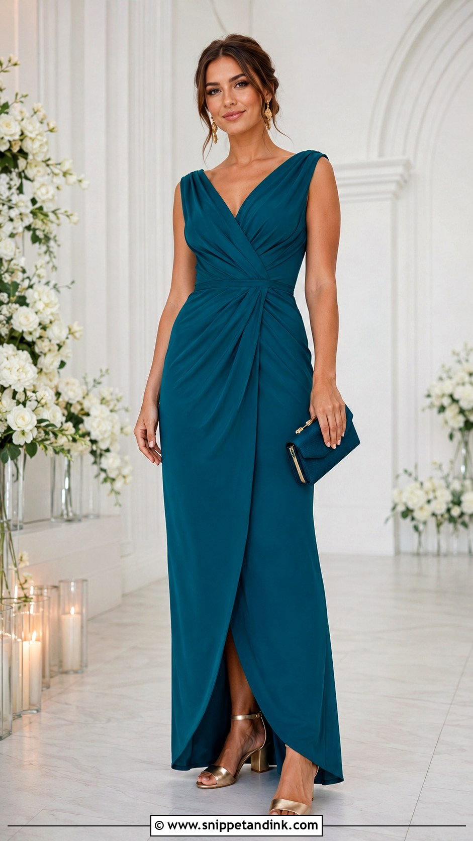 Teal Draped Maid of Honor Dress - Snippet and Ink - 20 Dresses for Maid of Honor