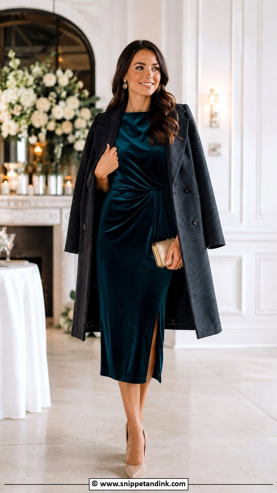 Teal Dress With Nude Heels - Snippet and Ink - 35 Winter Wedding Dress Ideas