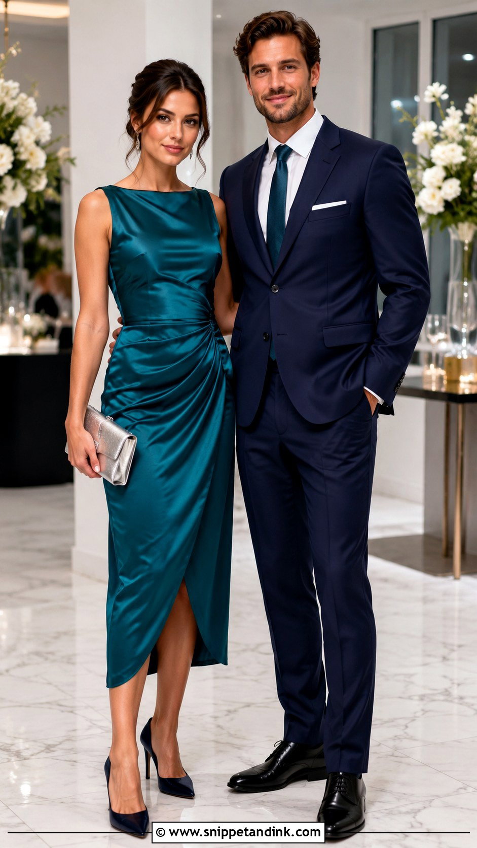 Teal Dress and Navy Suit - Snippet and Ink - 20 Matching Dress and Suit Ideas