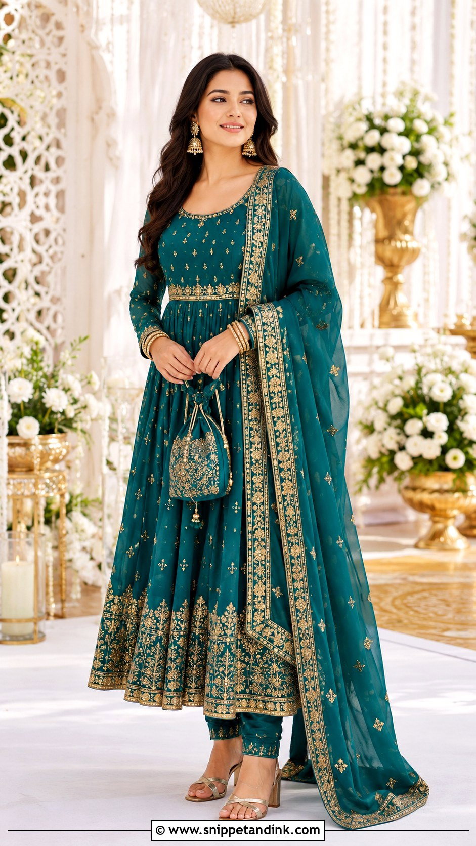 Teal Embellished Anarkali Outfit - Snippet and Ink - 20 Dress for Brothers Wedding Ideas