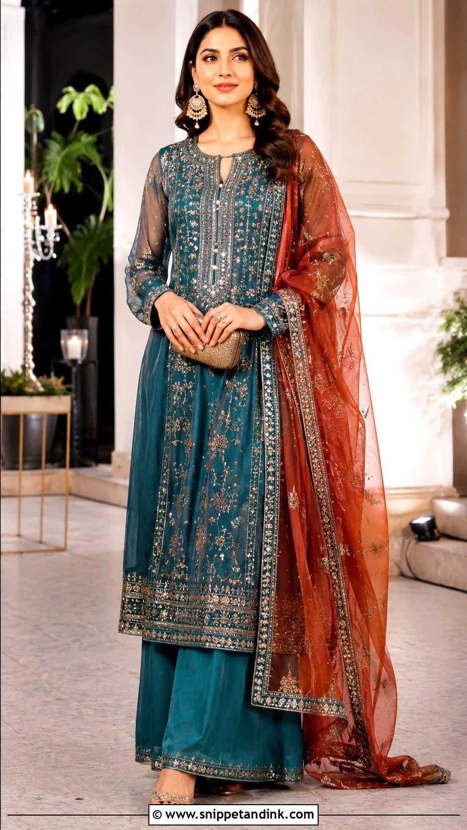 Teal Heavy Plazo Suit for Wedding - Snippet and Ink - 20 Heavy Plazo Suits for Wedding