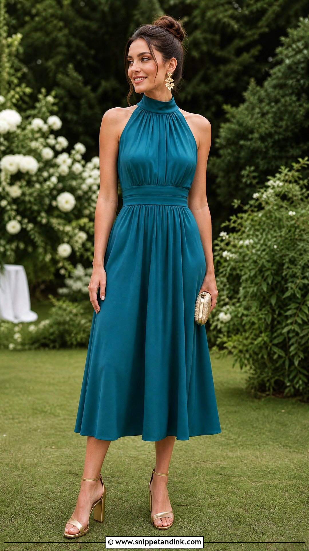 Teal High Neck Summer Wedding Dress - Snippet and Ink - 20 Simple Summer Wedding Dress Ideas