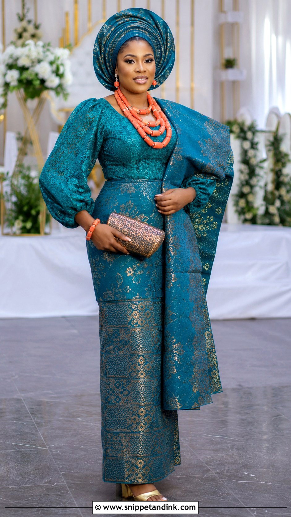 Teal Isoko Bridal Outfit - Snippet and Ink - 20 Isoko Traditional Wedding Attire Ideas