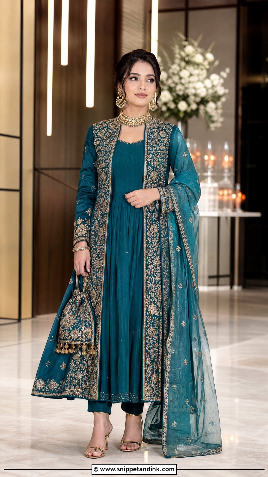 Teal Jacket Anarkali Bridal Suit - Snippet and Ink - 20 Indian Bridal Suits for Women