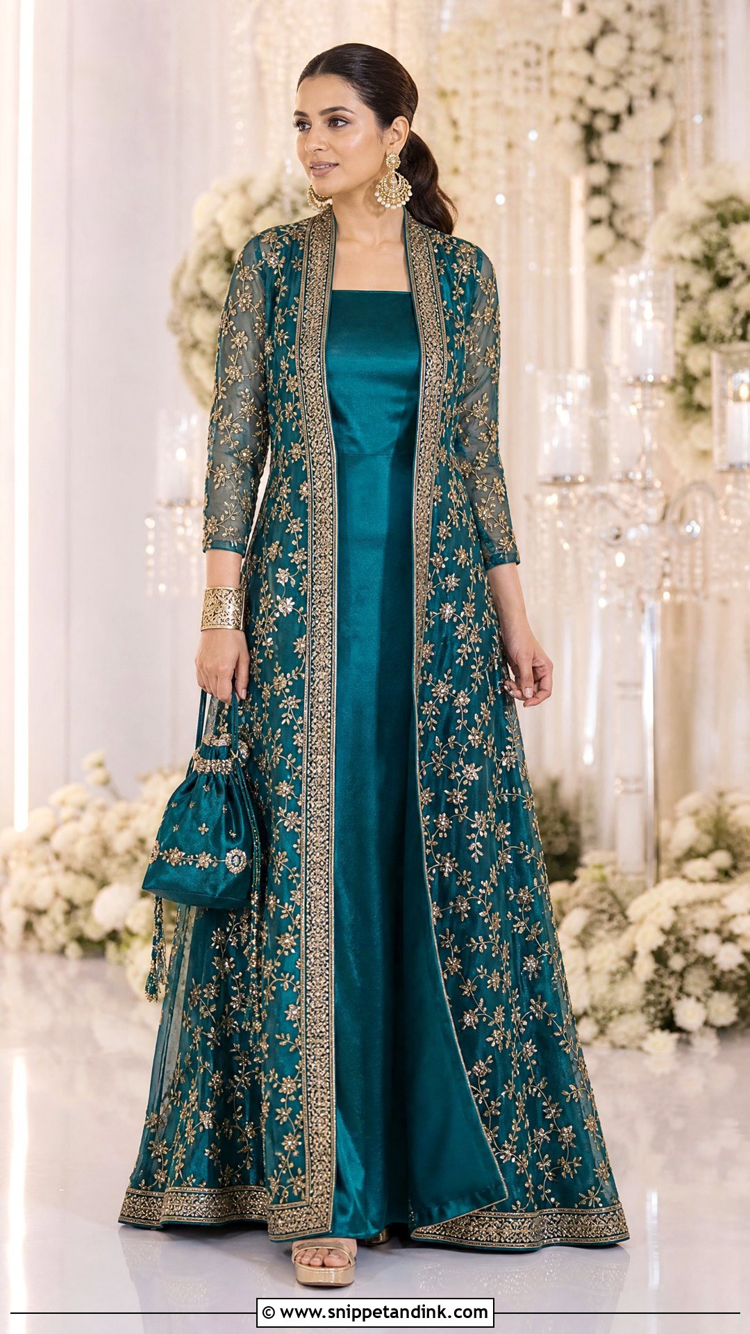 Teal Jacket Indian Bridal Gown - Snippet and Ink - 20 Indian Bridal Gowns