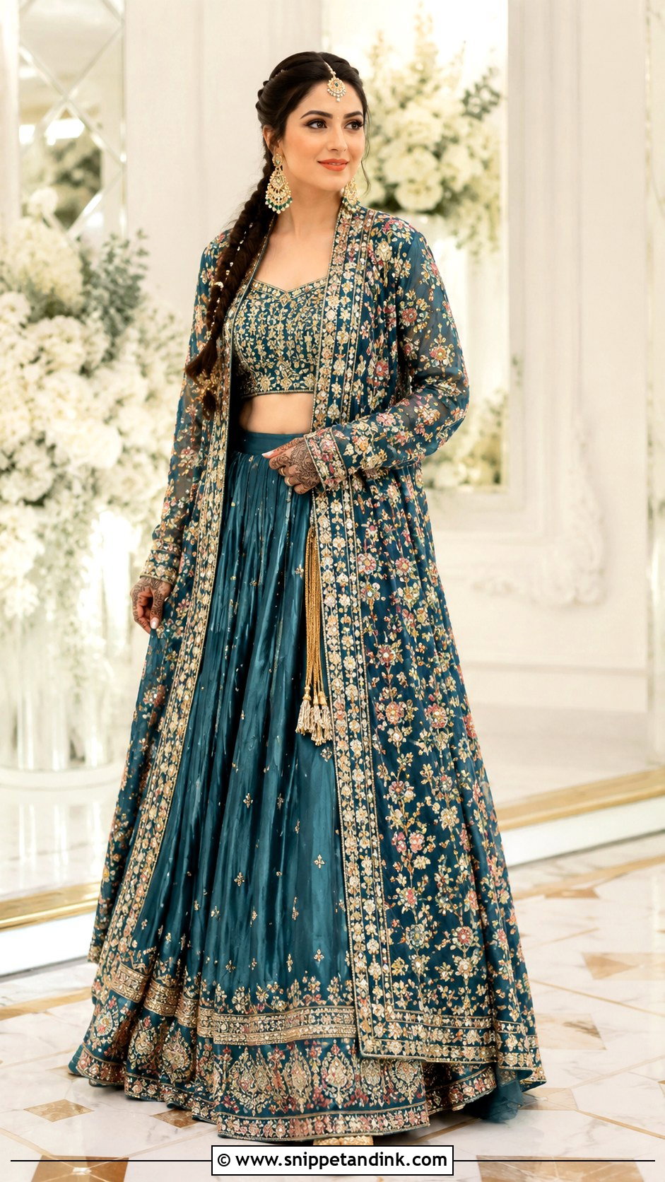 Teal Jacket Mehendi Lehenga - Snippet and Ink - 20 Bridal Mehendi Outfits