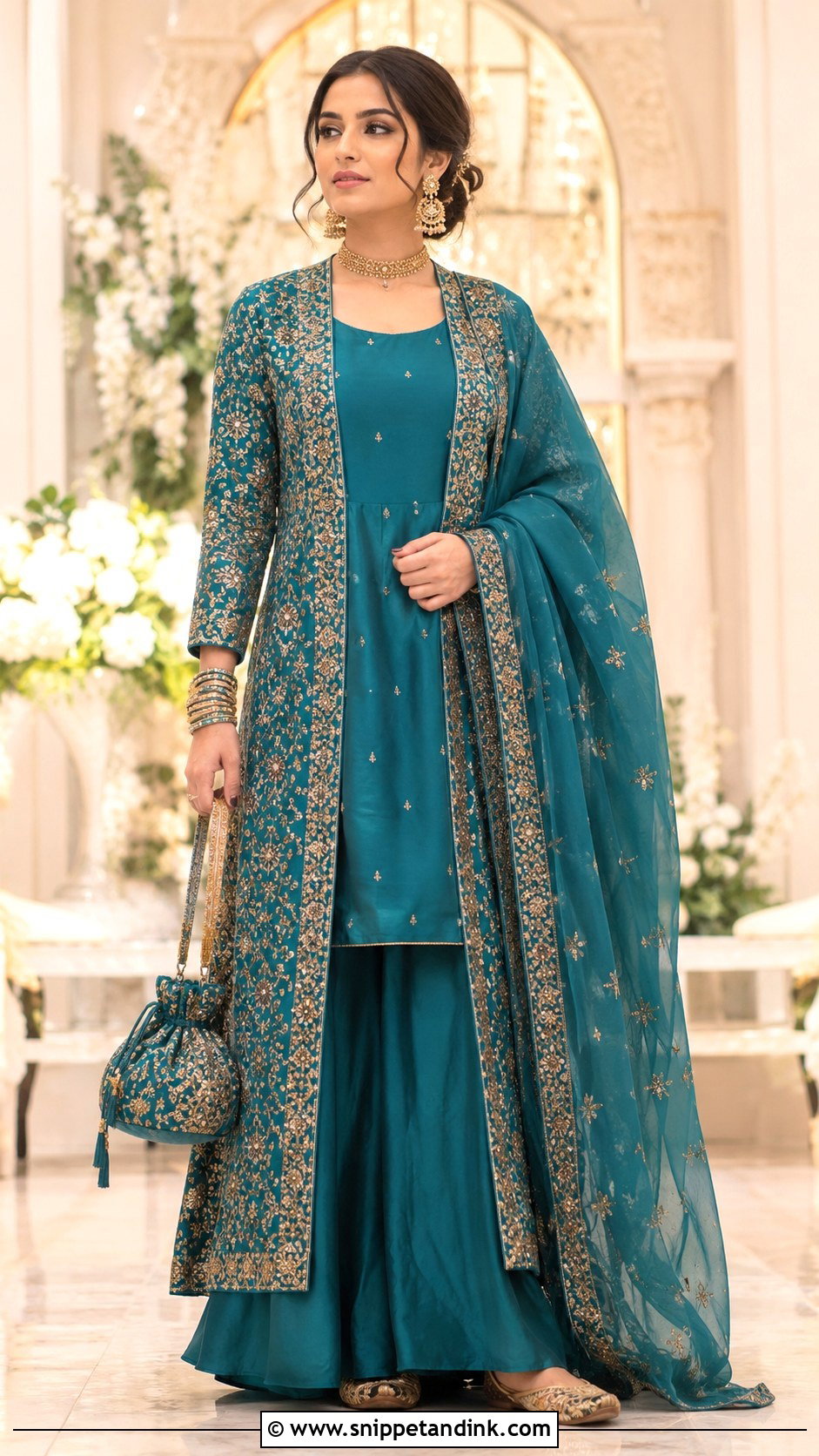 Teal Jacket Punjabi Bridal Suit - Snippet and Ink - 20 Indian Punjabi Bridal Suits