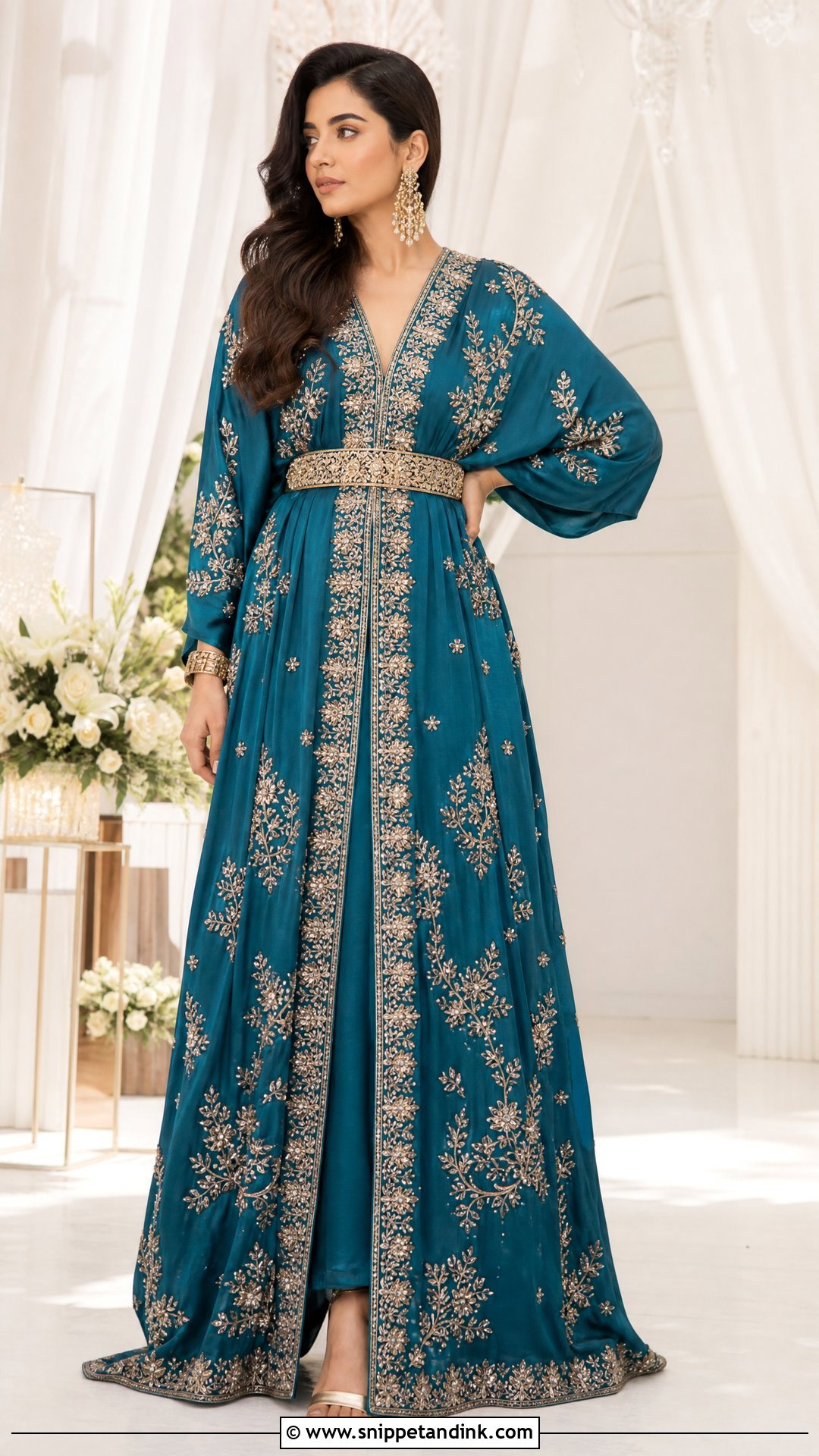 Teal Kaftan Dholki Bridal Outfit - Snippet and Ink - 20 Dholki Outfit Bride Ideas