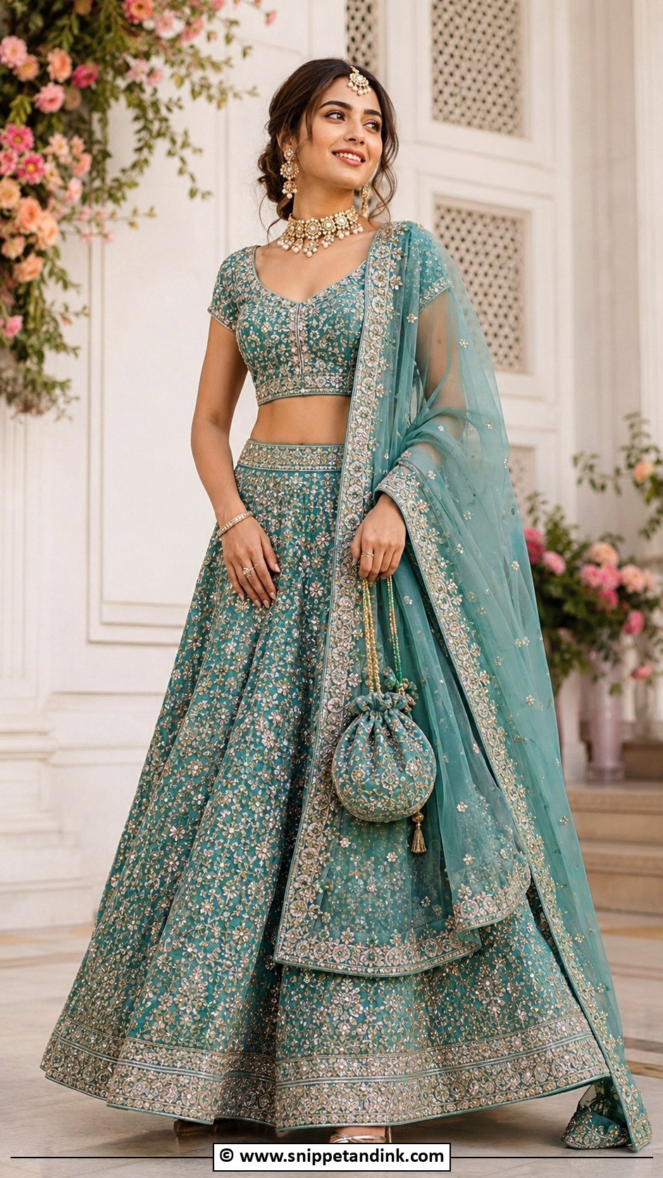 Teal Lehenga Barat Dress - Snippet and Ink - 30 Barat Dress Ideas