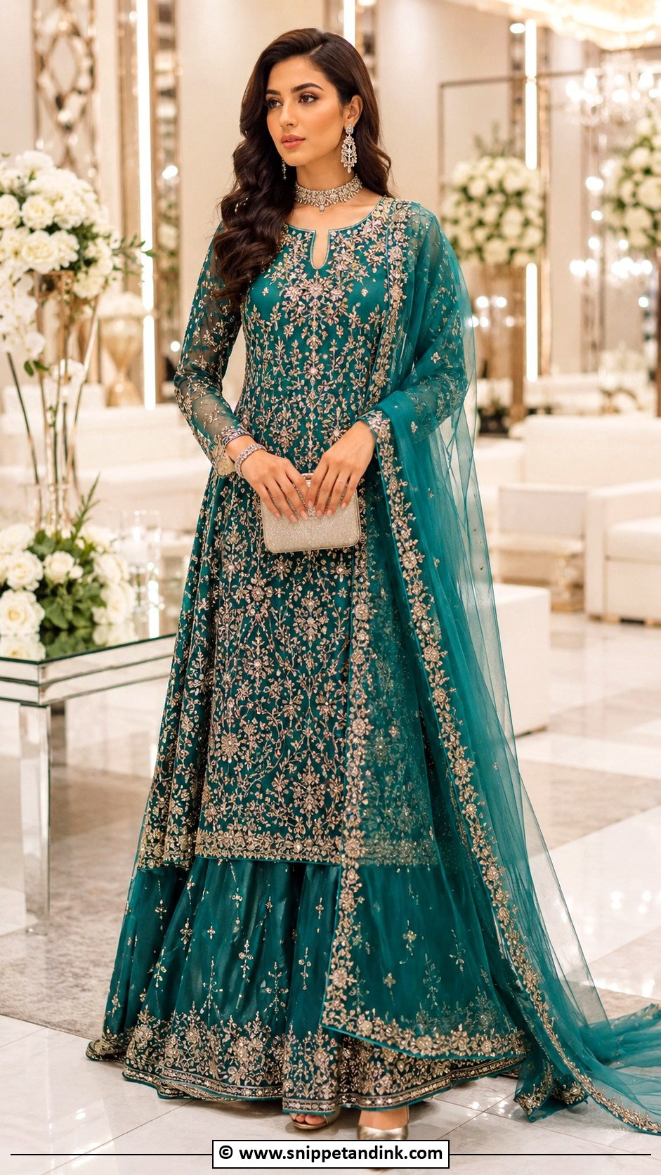 Teal Long Shirt With Lehenga - Snippet and Ink - 25 Barat Dresses for Bride Sister