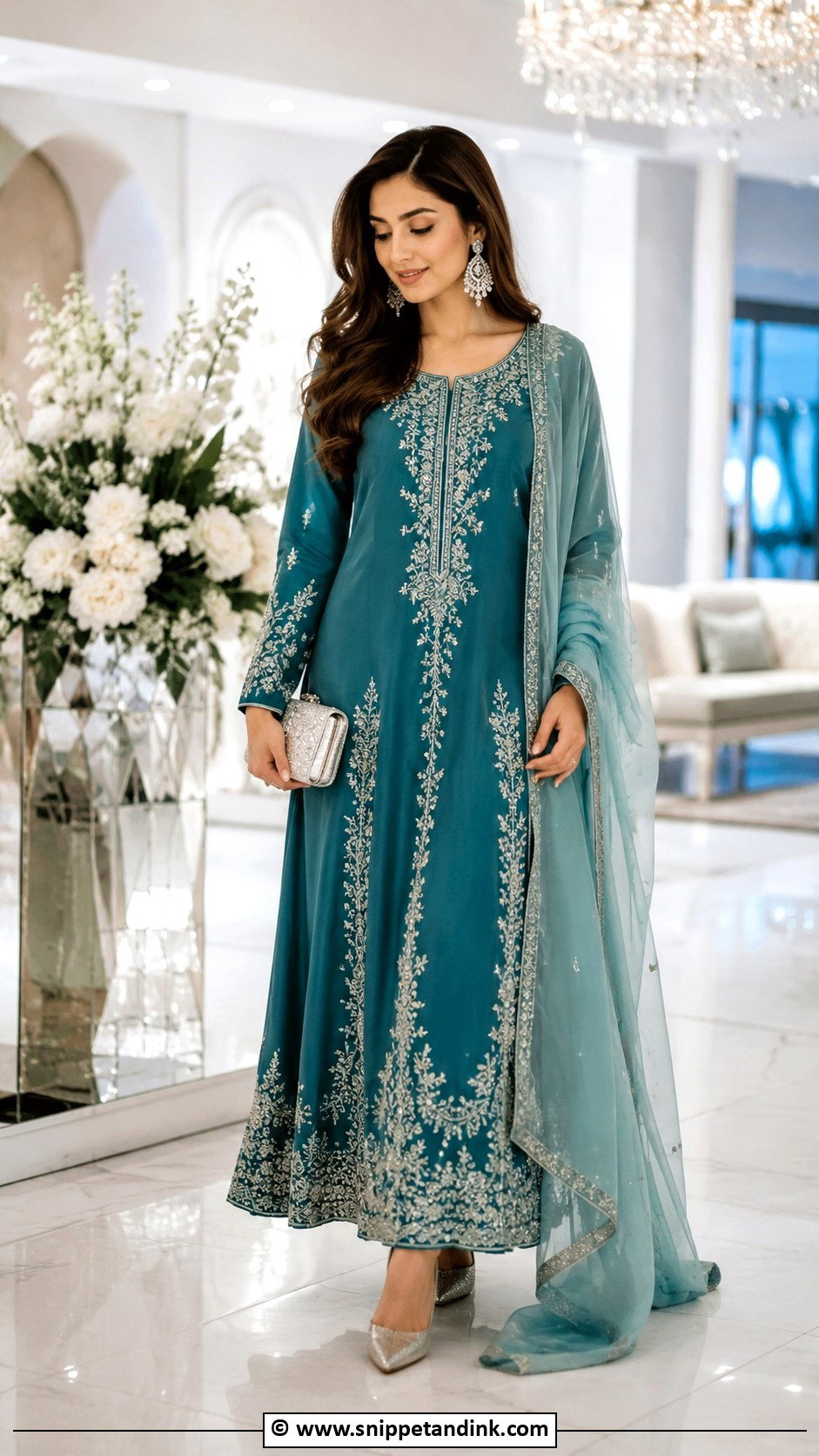 Teal Maxi Barat Dress - Snippet and Ink - 30 Barat Dresses Pakistani for Sisters
