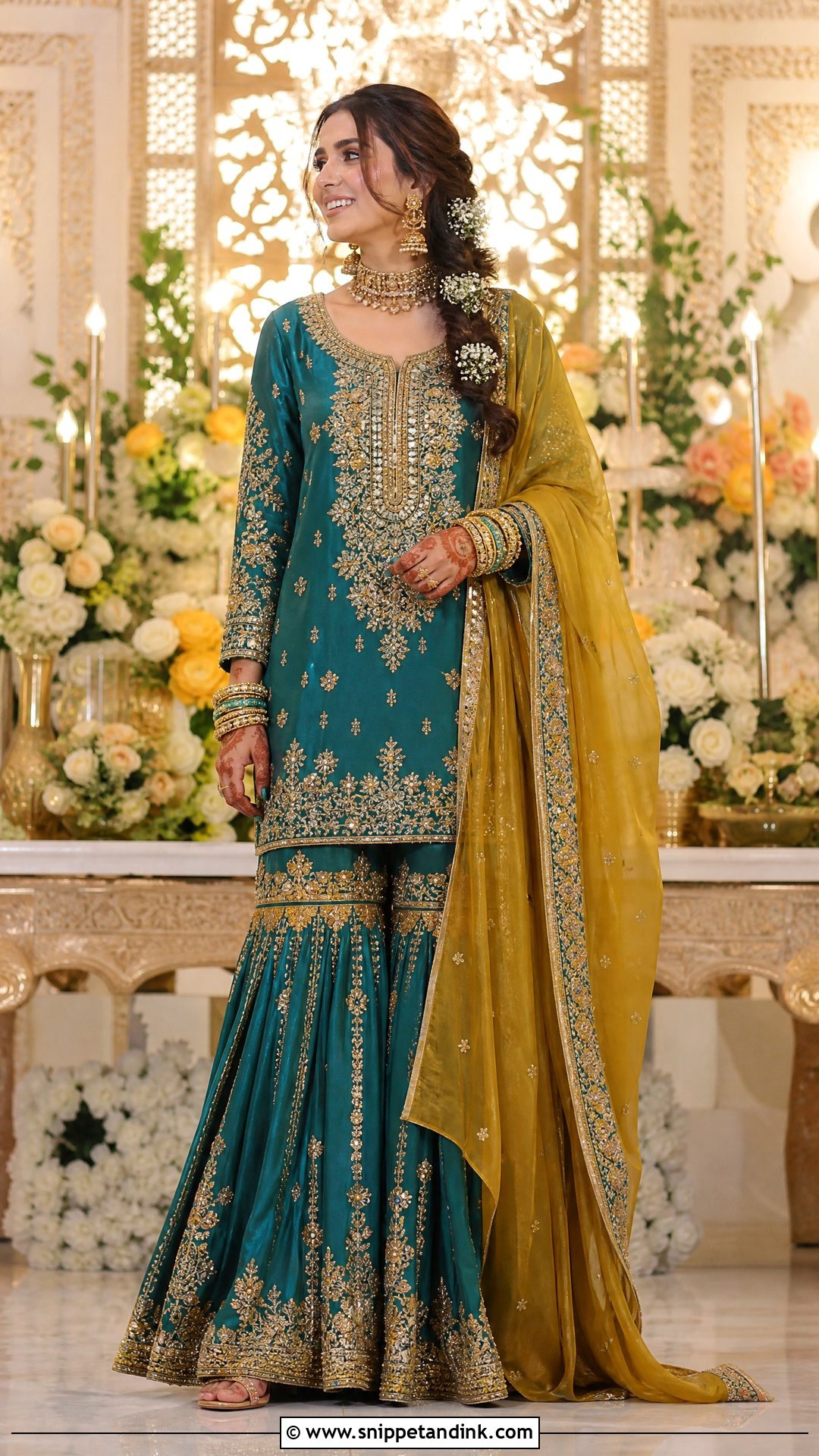 Teal Mehndi Dress For Bride - Snippet and Ink - 25 Mehndi Dress for Bride Pakistani Bridal Ideas