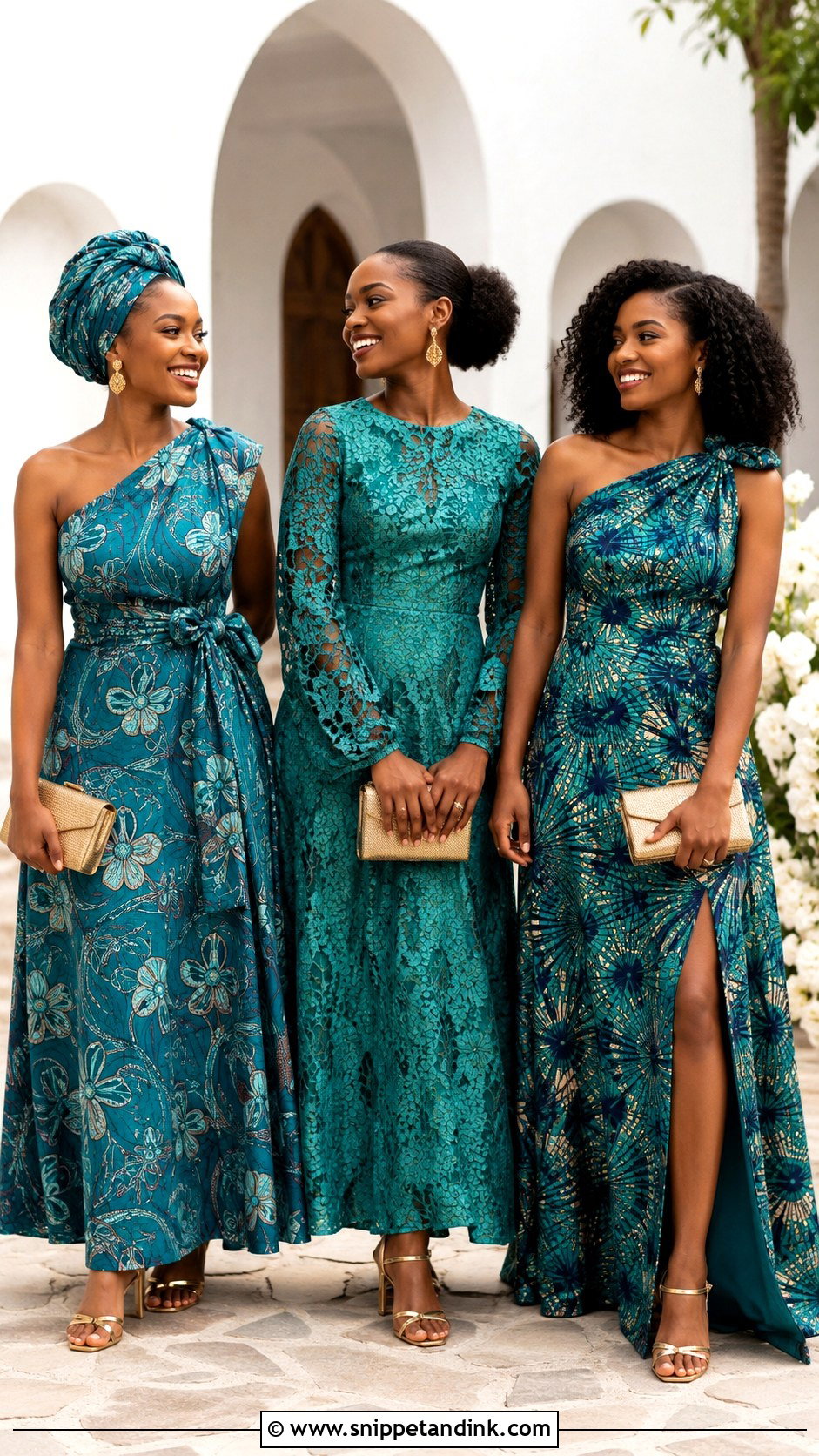 Teal Mixed Print Bridesmaid Dress - Snippet and Ink - 20 African Bridal Maids Dresses Style