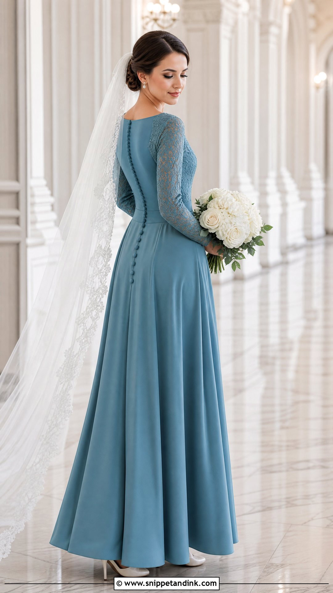 Teal Modest Wedding Dress With Sleeves - Snippet and Ink - 25 Teal Wedding Dress Ideas