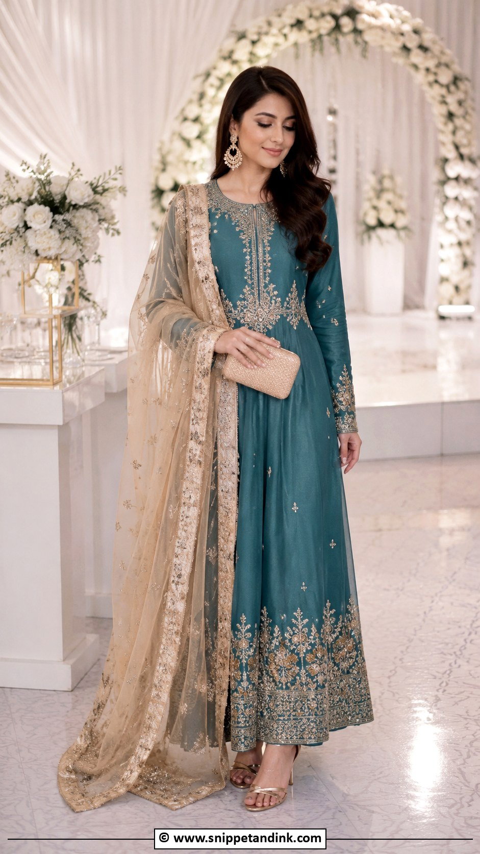 Teal Nikah Maxi Dress Outfit - Snippet and Ink - 35 Nikah Outfit Ideas