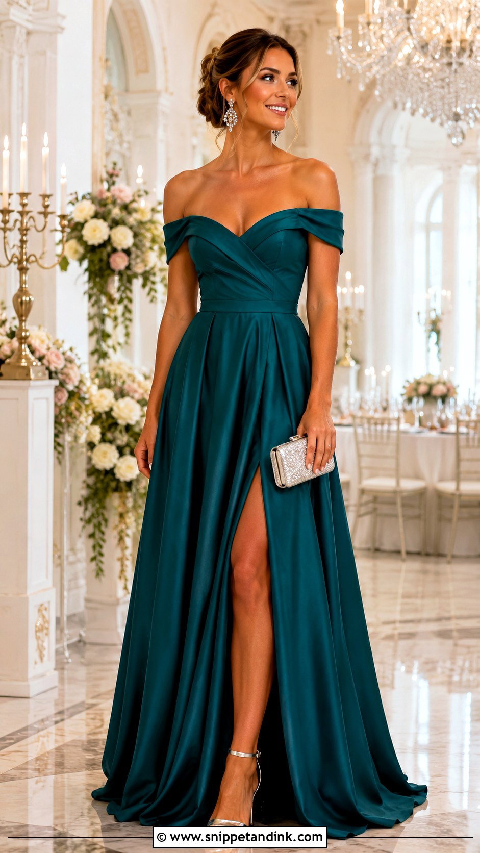 Teal Off Shoulder Formal Wedding Dress - Snippet and Ink - 20 Formal Wedding Dresses