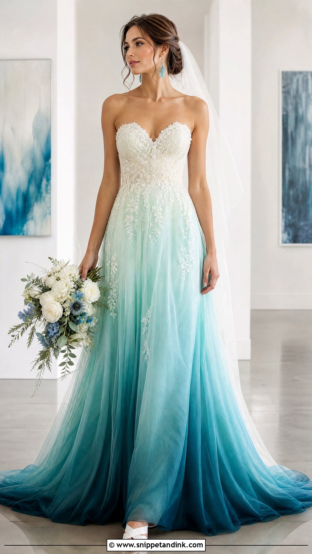 Teal Ombre Wedding Dress - Snippet and Ink - 25 Teal Wedding Dress Ideas