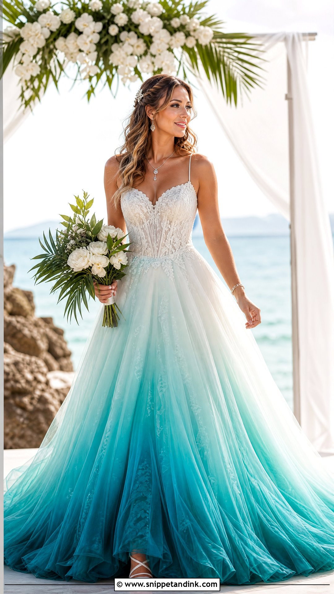 Teal Ombre Wedding Dress - Snippet and Ink - 25 Ombre Wedding Dress Ideas