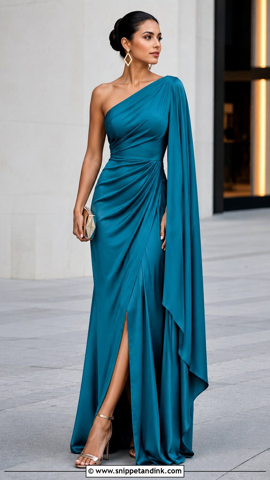Teal One Shoulder Empress Gown - Snippet and Ink - 20 Empress Dress Gowns