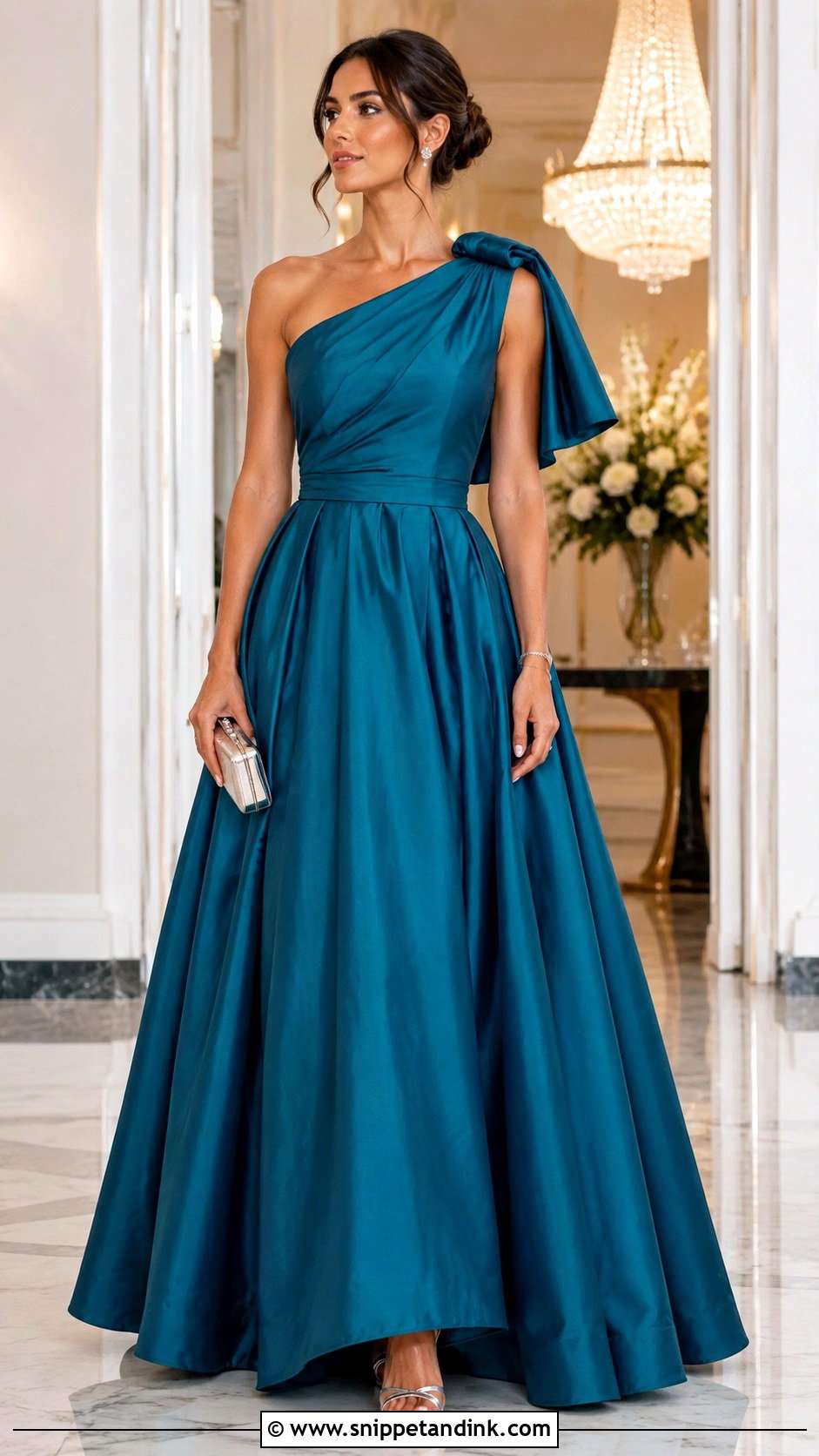 Teal One Shoulder Royal Ball Gown - Snippet and Ink - 20 Royal Ball Gown Ideas