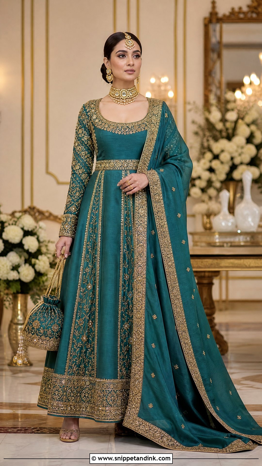 Teal Pakistani Bridal Gown - Snippet and Ink - 20 Pakistani Bridal Gowns
