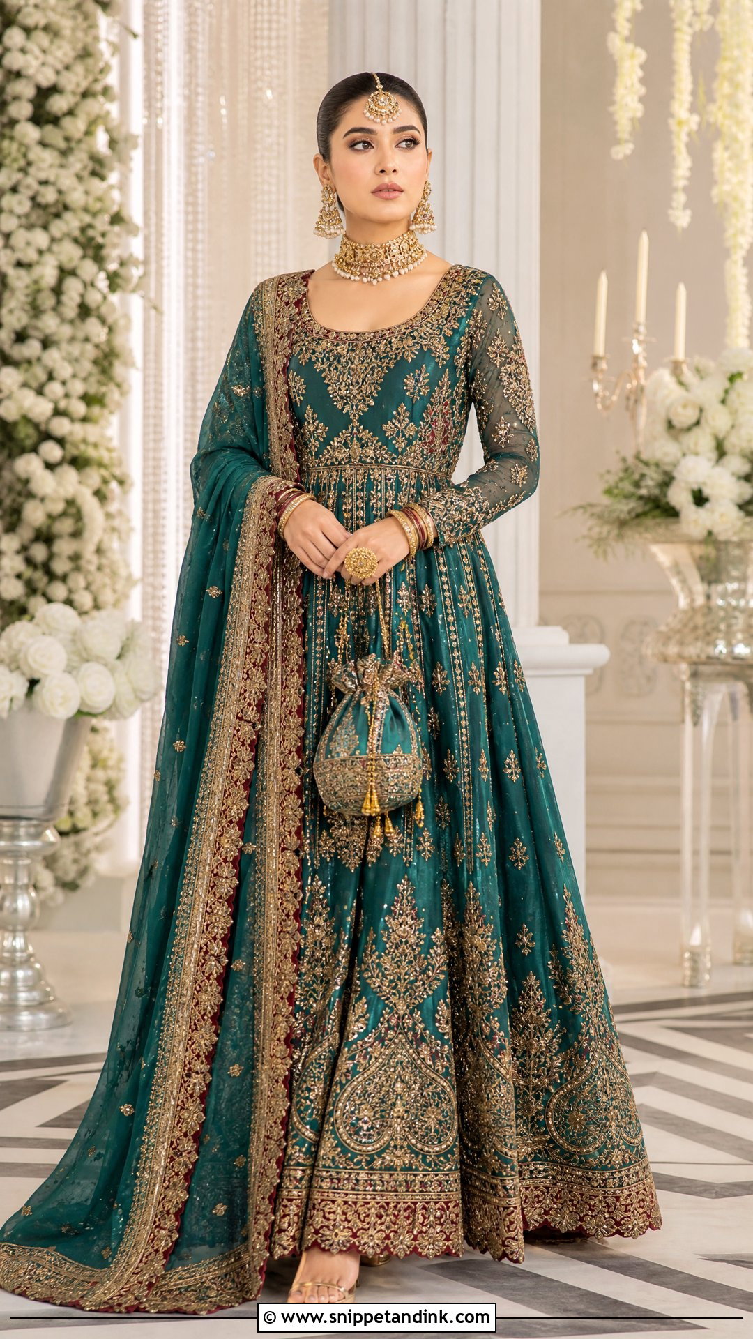 Teal Pakistani Bridal Pishwas - Snippet and Ink - 20 Wedding Dresses Pakistan