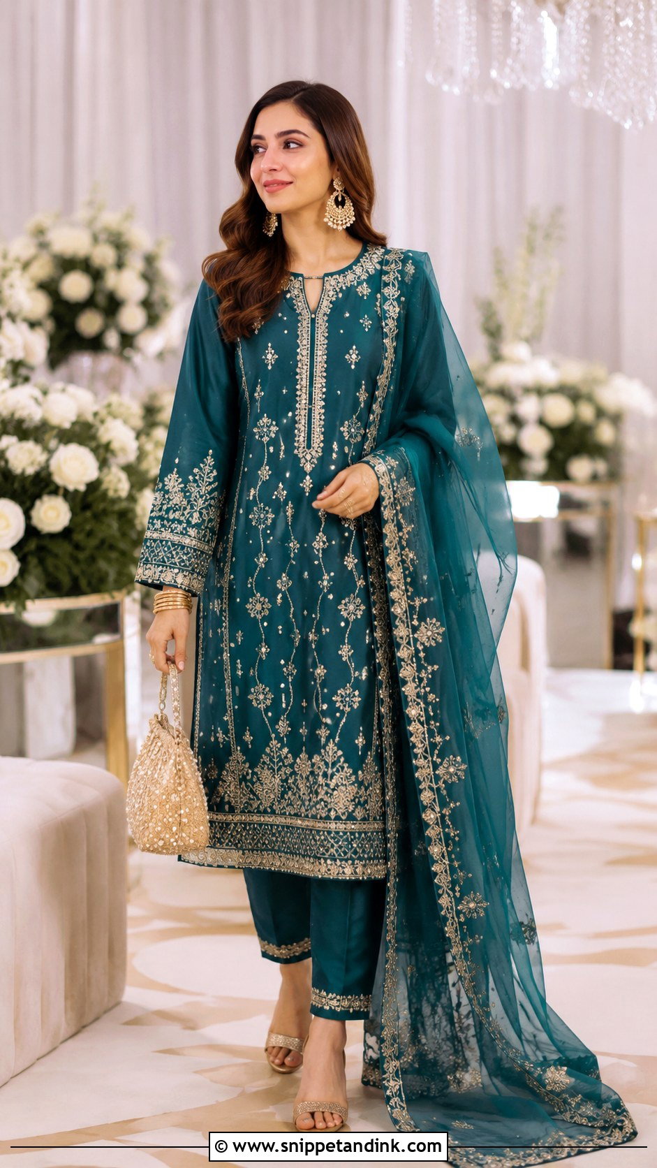 Teal Pakistani Formal Suit Dress - Snippet and Ink - 30 Pakistani Wedding Dress Ideas