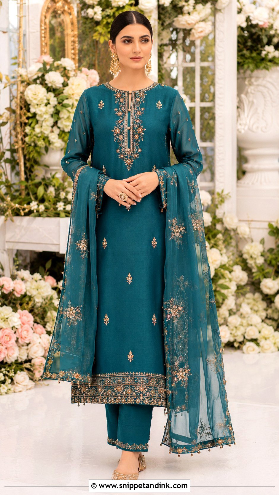 Teal Pakistani Mehendi Suit - Snippet and Ink - 20 Mehendi Suits Mehndi Outfit