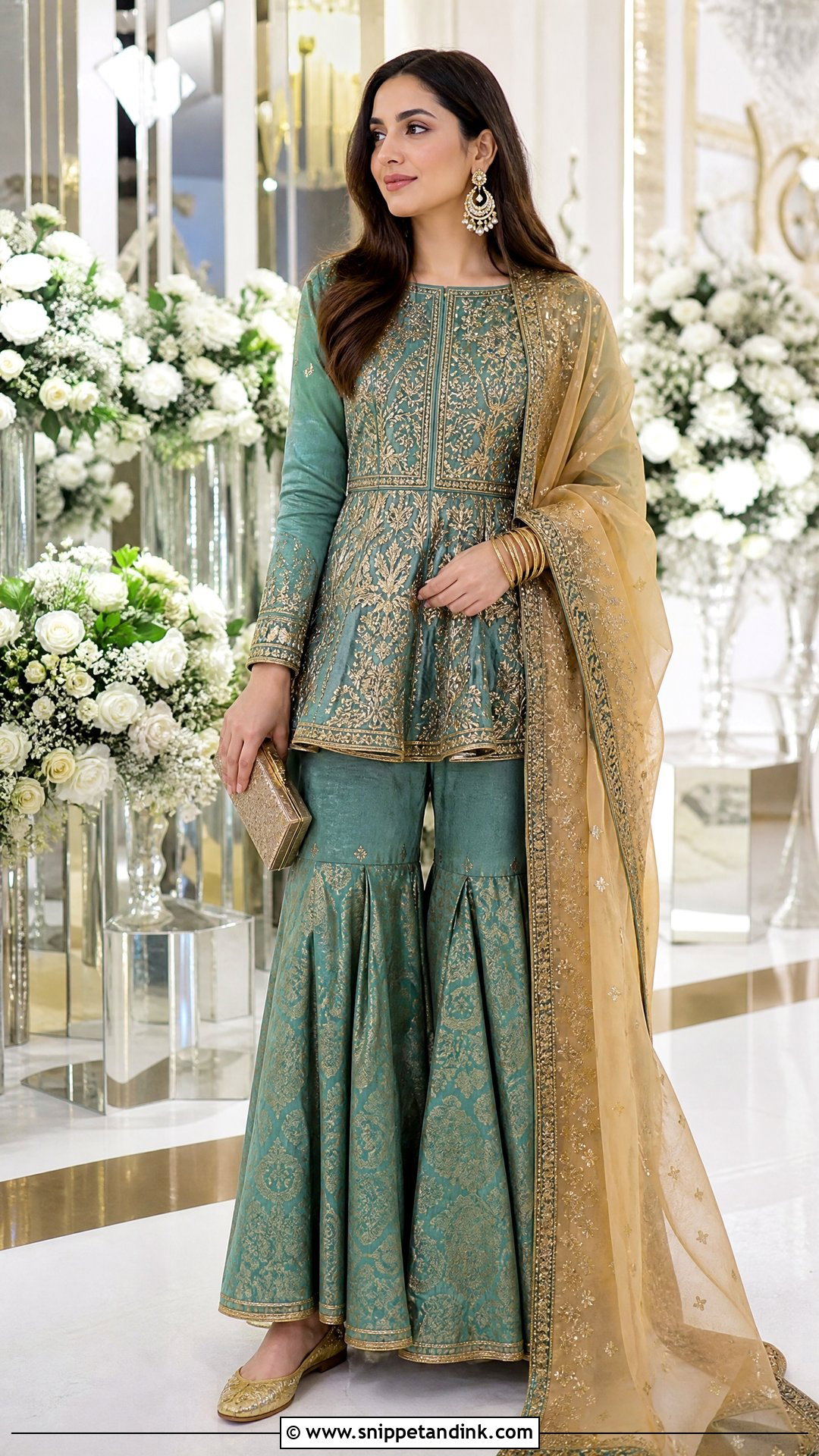 Teal Pakistani Peplum Gharara Dress - Snippet and Ink - 25 Pakistani Fancy Dresses for Wedding