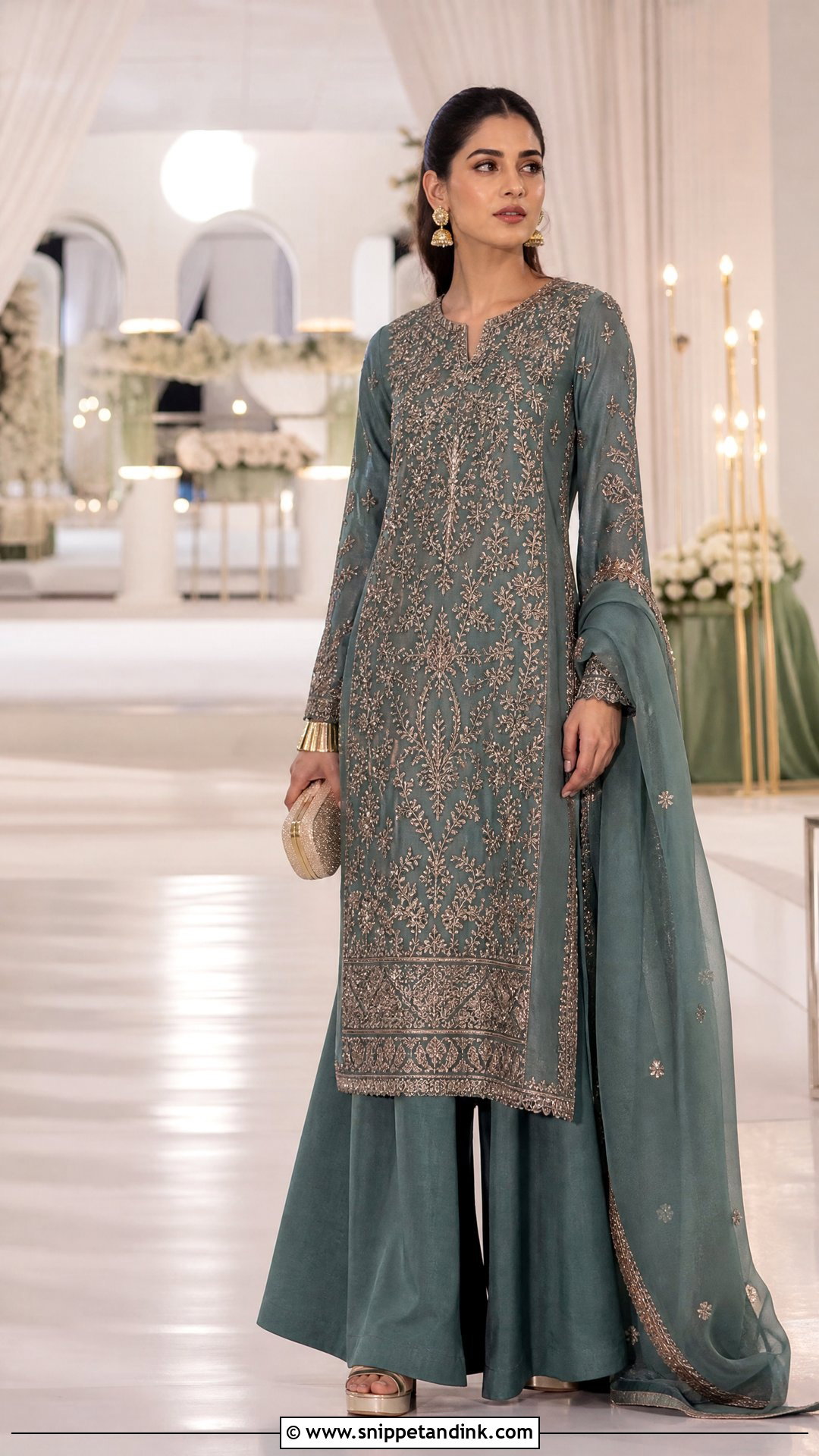 Teal Palazzo Pakistani Wedding Suit - Snippet and Ink - 20 Pakistani Wedding Suits