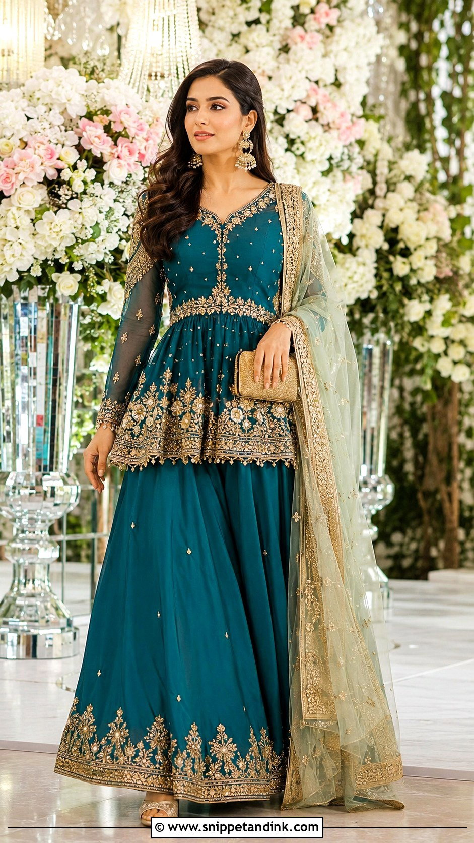 Teal Peplum Lehenga Pakistani Baraat Dress - Snippet and Ink - 20 Pakistani Cousin Wedding Dress Ideas