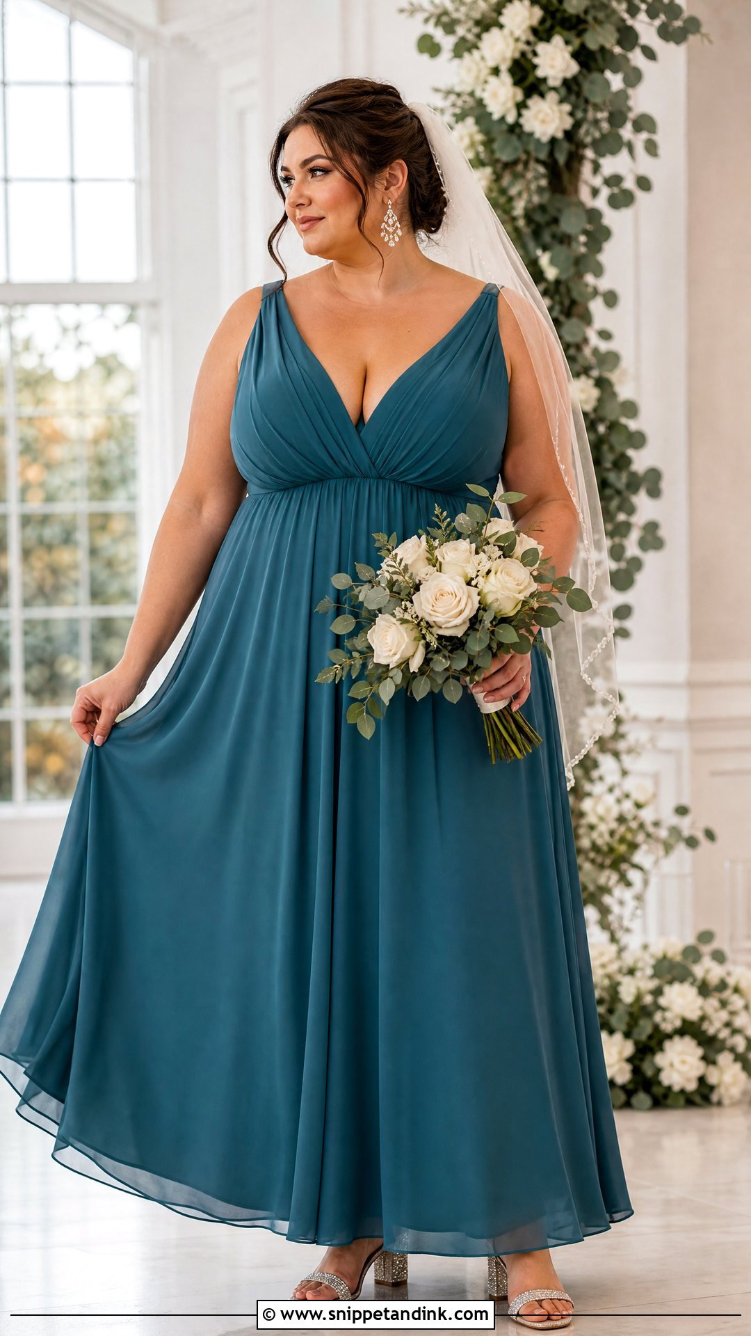 Teal Plus Size Empire Waist Wedding Dress - Snippet and Ink - 25 Teal Wedding Dress Ideas