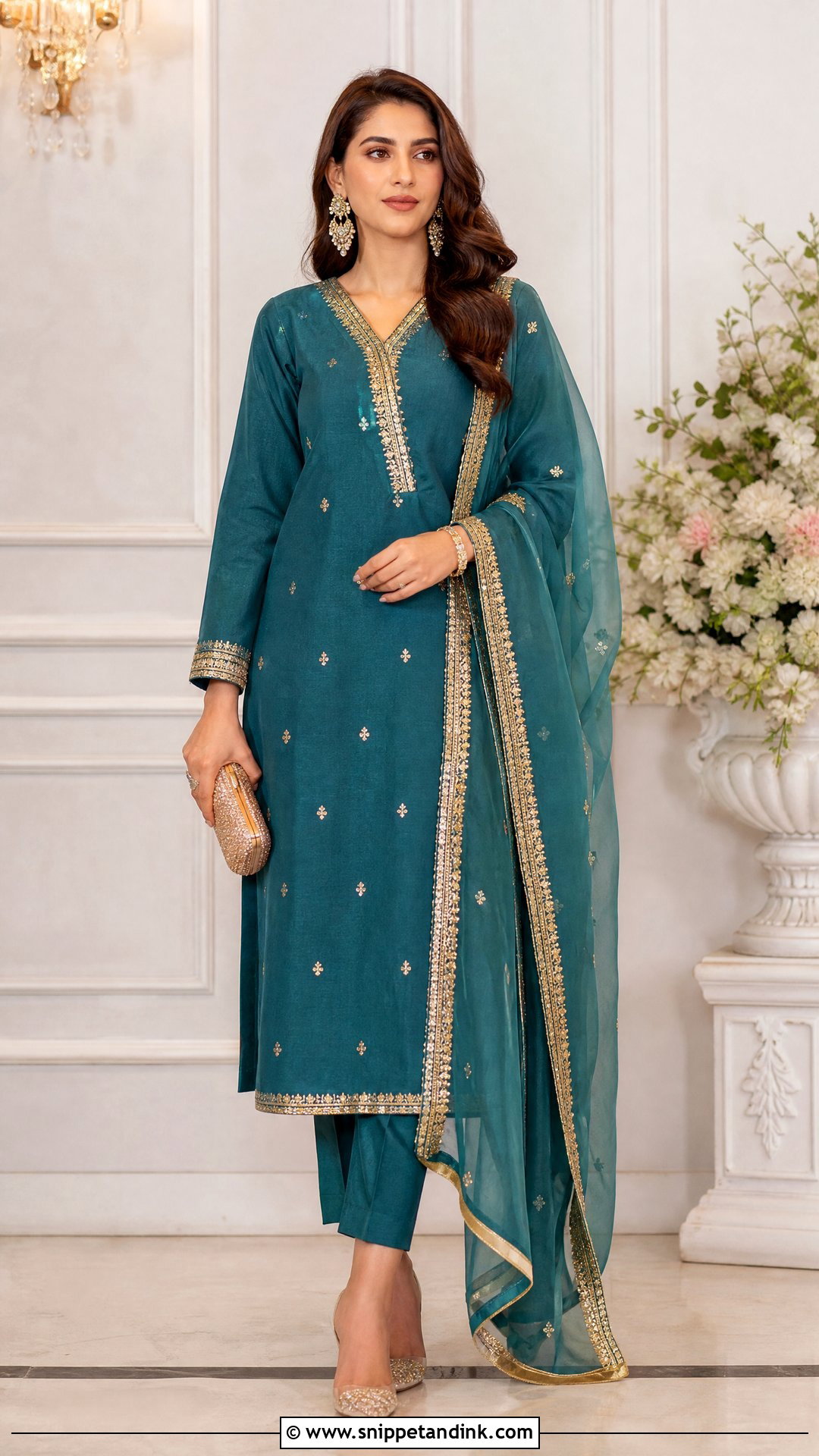 Teal Punjabi Straight Suit For Wedding - Snippet and Ink - 25 Trending Punjabi Suits for Wedding