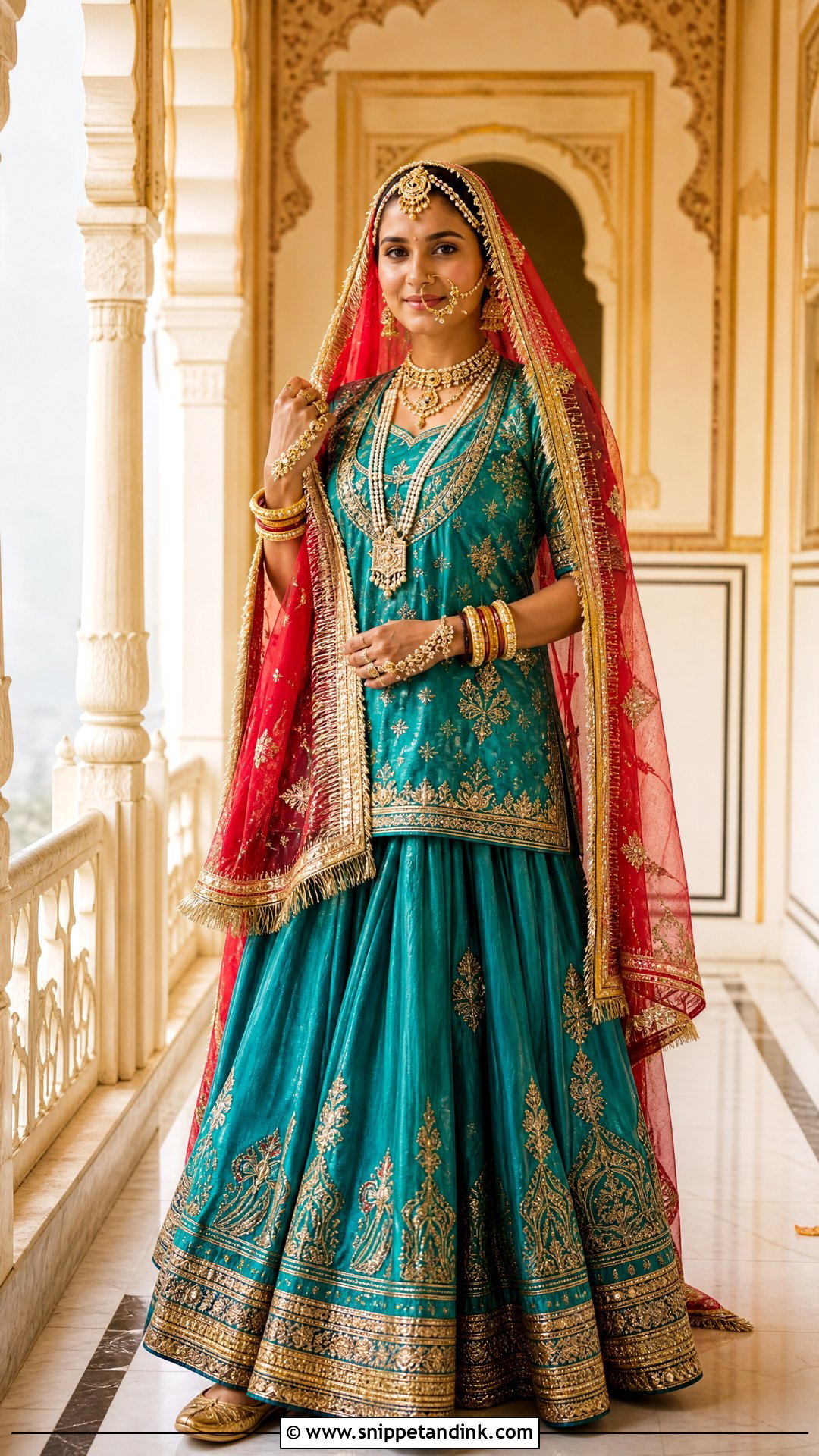 Teal Rajputi Bridal Poshak - Snippet and Ink - 20 Rajputi Bridal Poshak Ideas