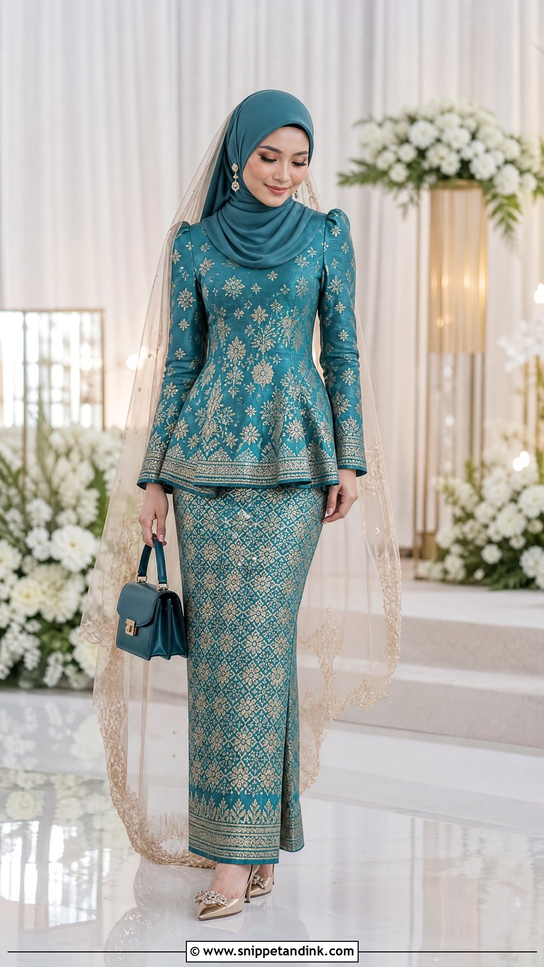 Teal Songket Kurung Moden - Snippet and Ink - 20 Wedding Songket Ideas