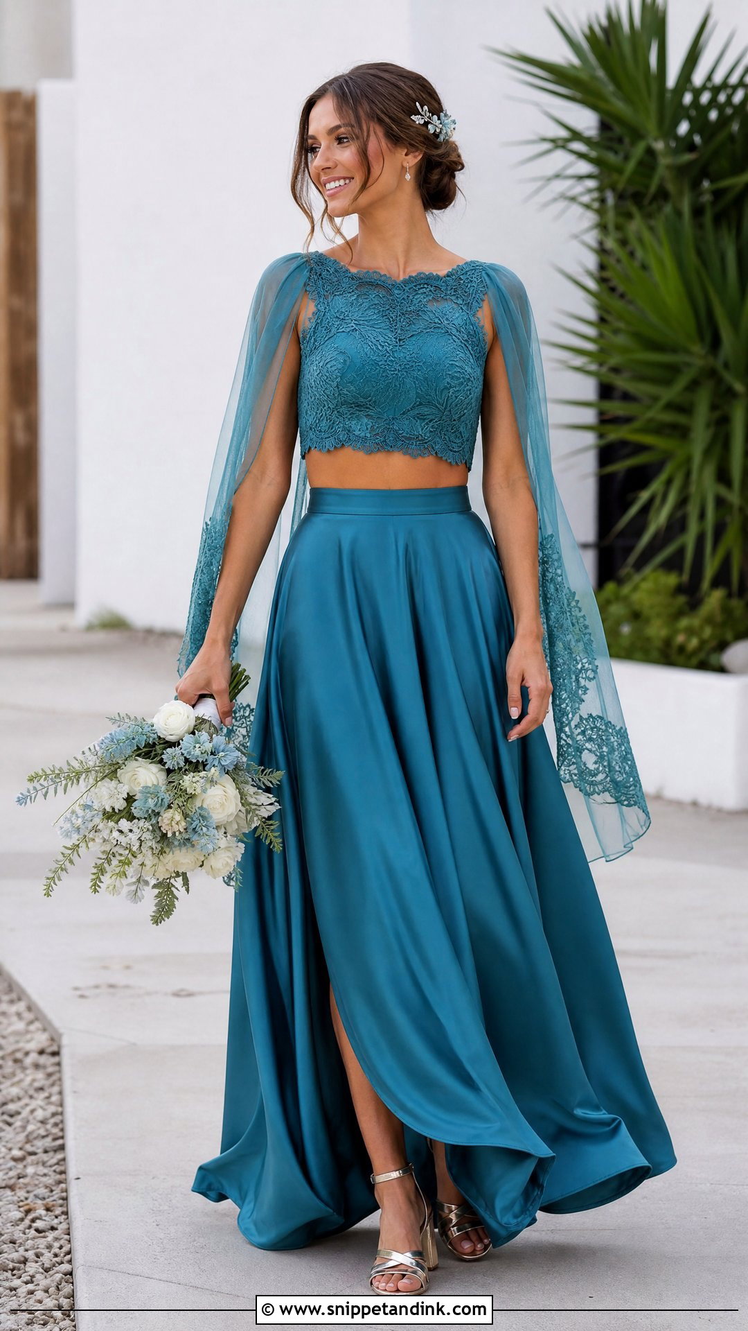 Teal Two Piece Wedding Dress - Snippet and Ink - 25 Teal Wedding Dress Ideas