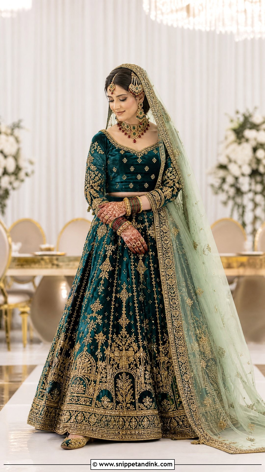 Teal Velvet Lehenga Pakistani Wedding Dress - Snippet and Ink - 20 New Pakistani Wedding Dresses