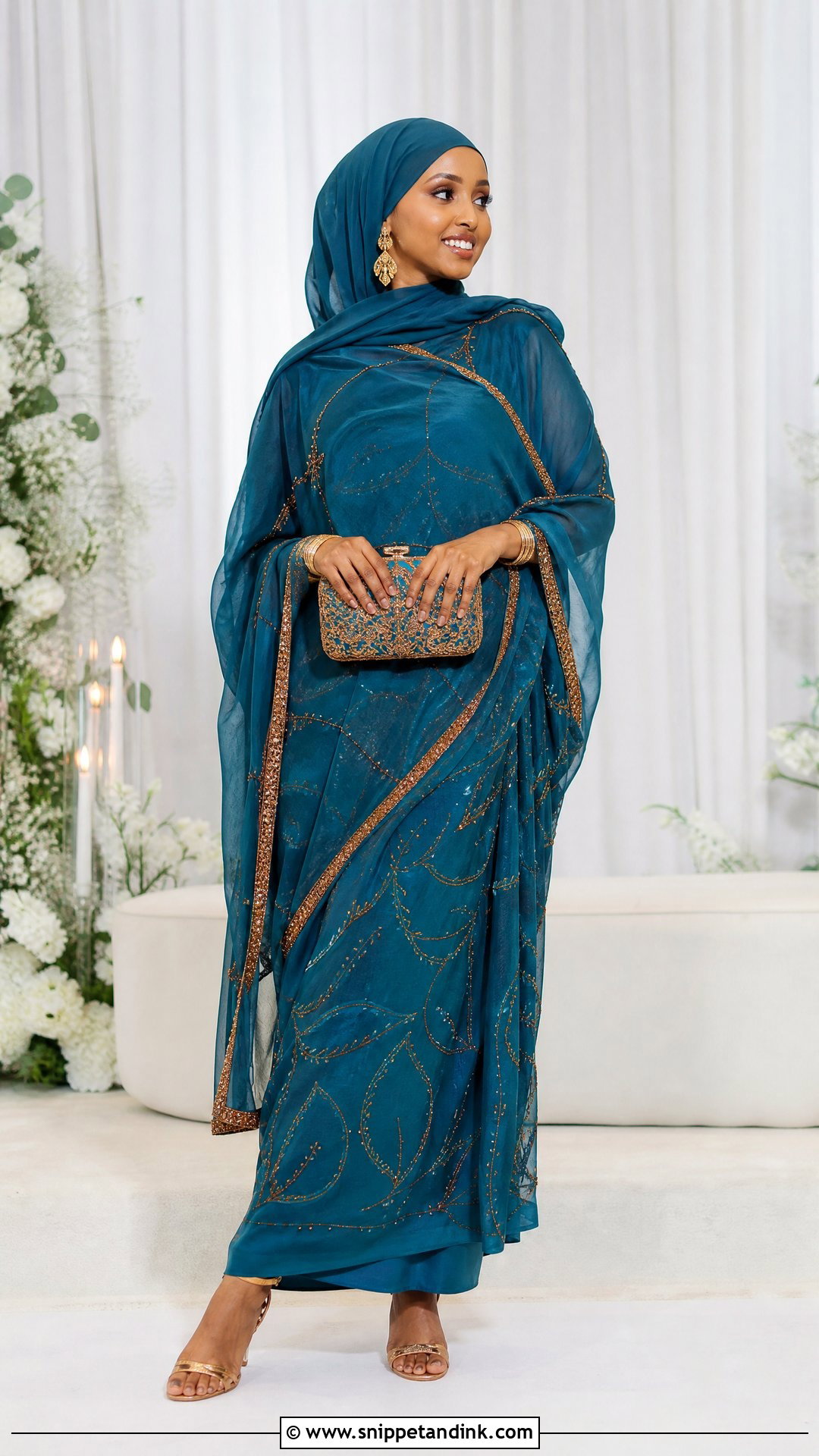 Teal Wedding Dirac With Bronze Beading - Snippet and Ink - 20 Wedding Dirac Ideas