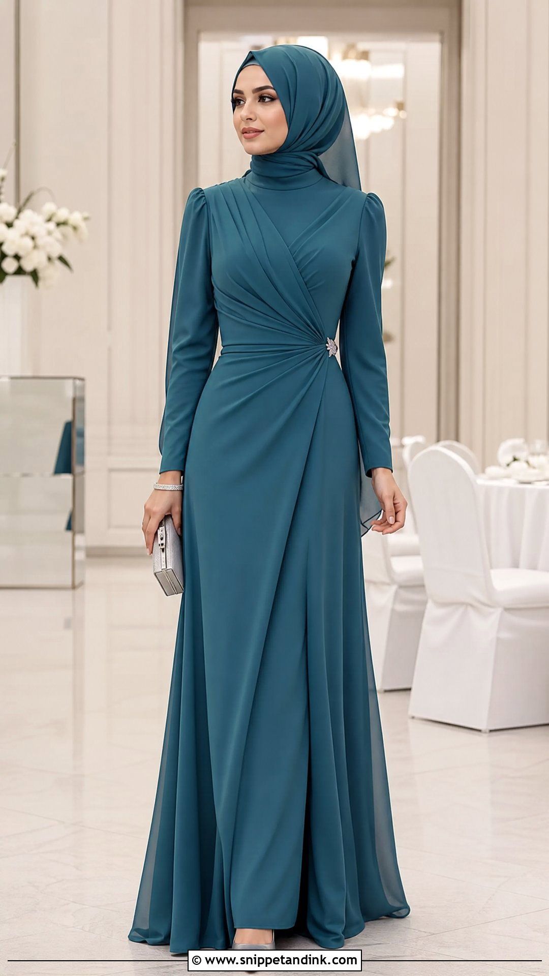 Teal Wrap Hijab Formal Dress - Snippet and Ink - 25 Hijab Formal Dress Ideas