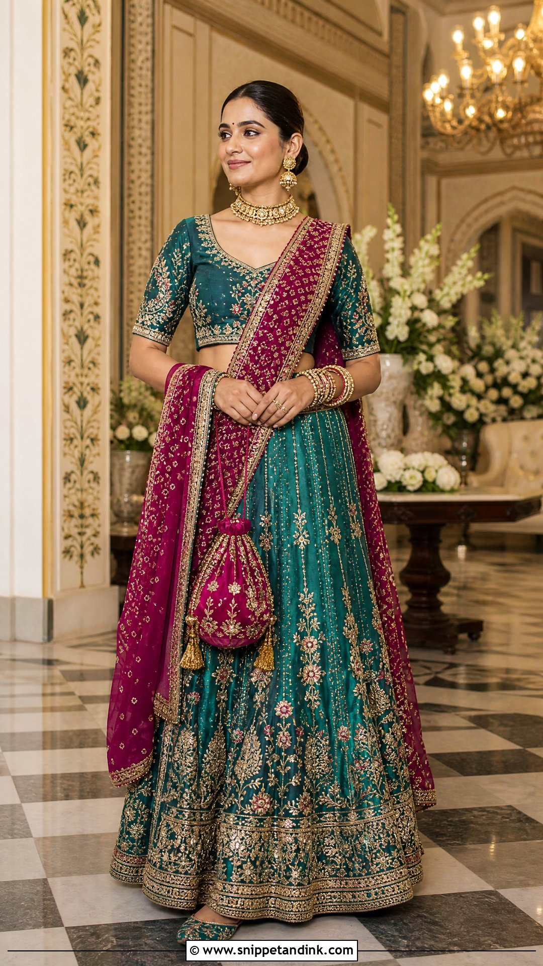 Teal Zardozi Rajasthani Lehenga - Snippet and Ink - 20 Rajasthani Wedding Dress Ideas