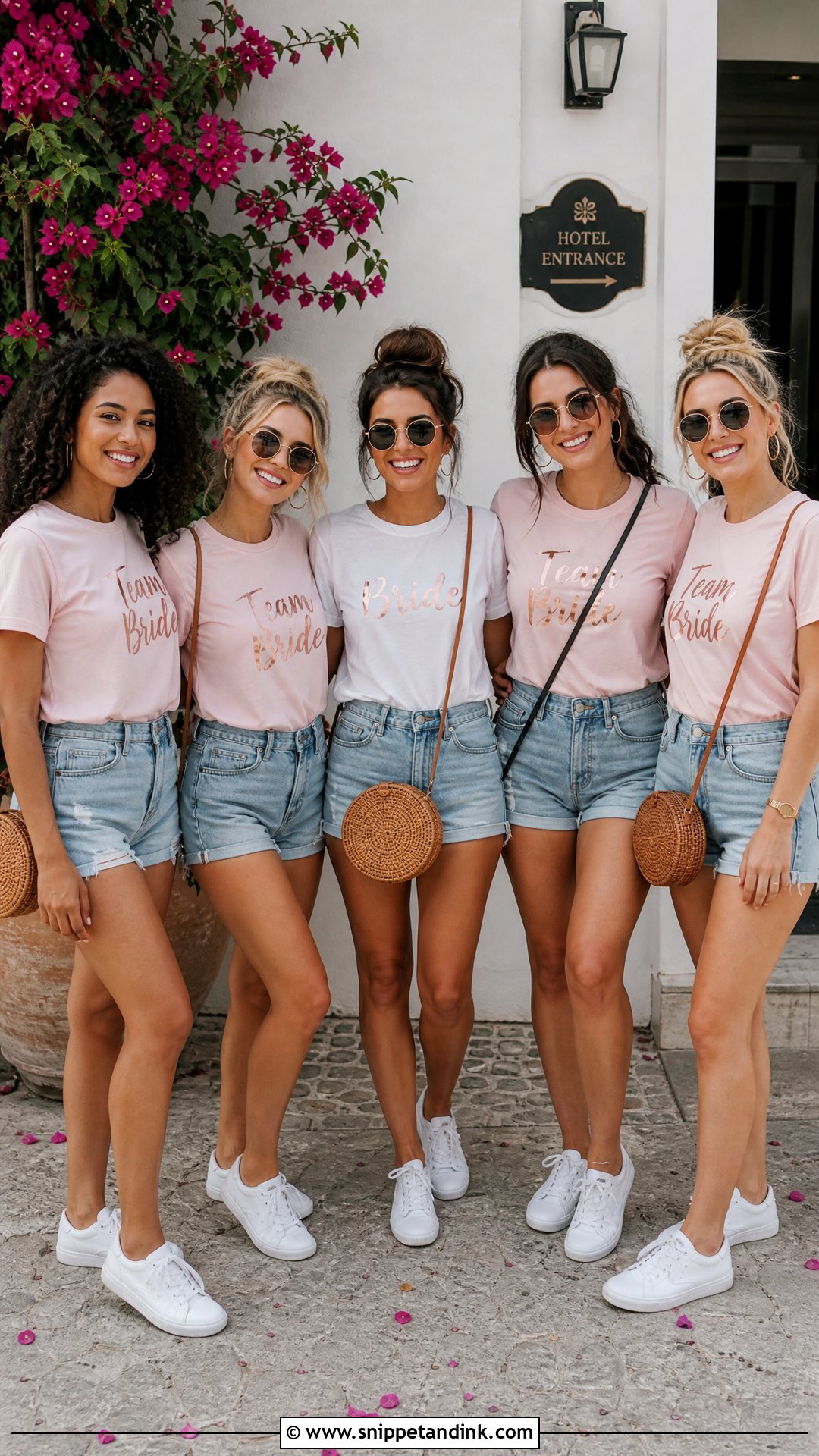 Team Bride Wedding T Shirts With Denim Shorts - Snippet and Ink - 20 Wedding T Shirts Ideas