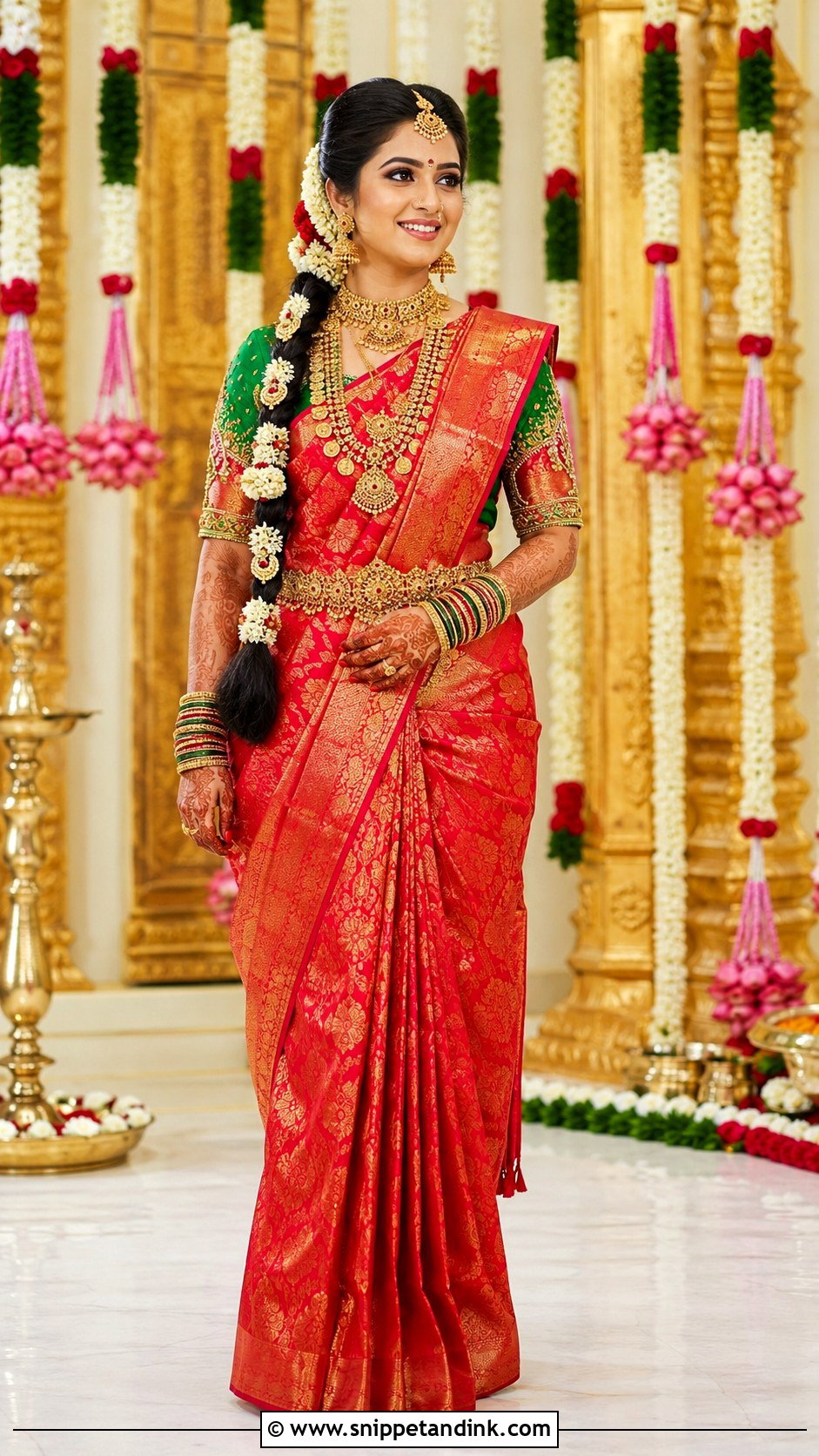 Telugu Bride Kanchipuram Pattu Saree - Snippet and Ink - 25 Telugu Bride Ideas