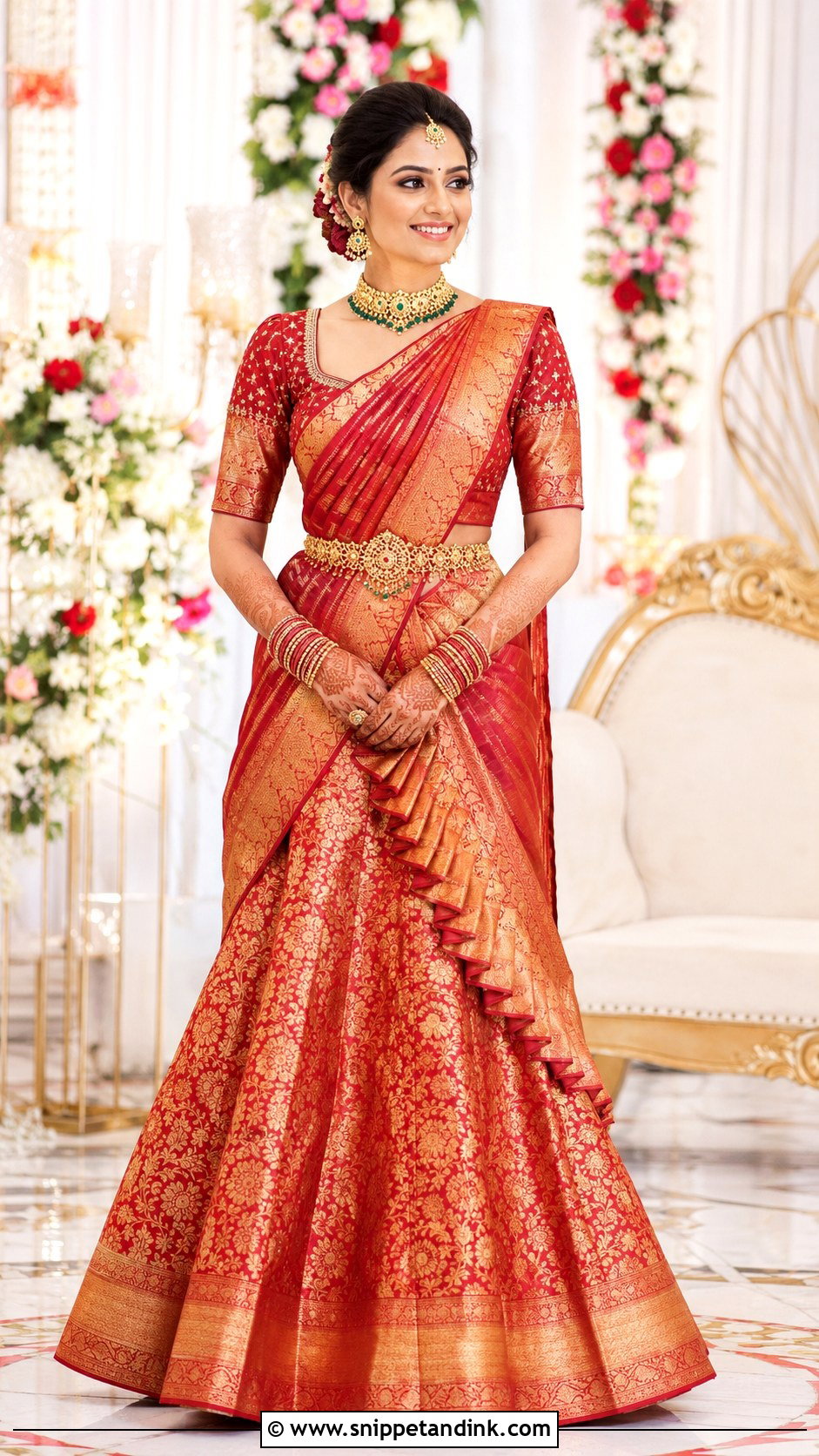 Telugu Bride Lehenga Saree - Snippet and Ink - 25 Telugu Bride Ideas