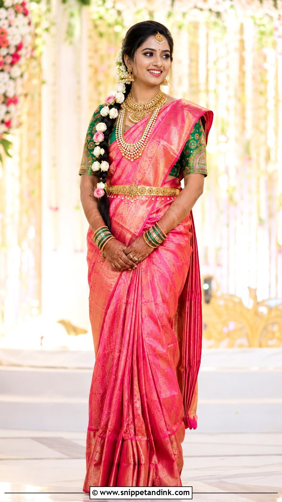 Telugu Bride Pink Pattu Saree - Snippet and Ink - 25 Telugu Bride Ideas