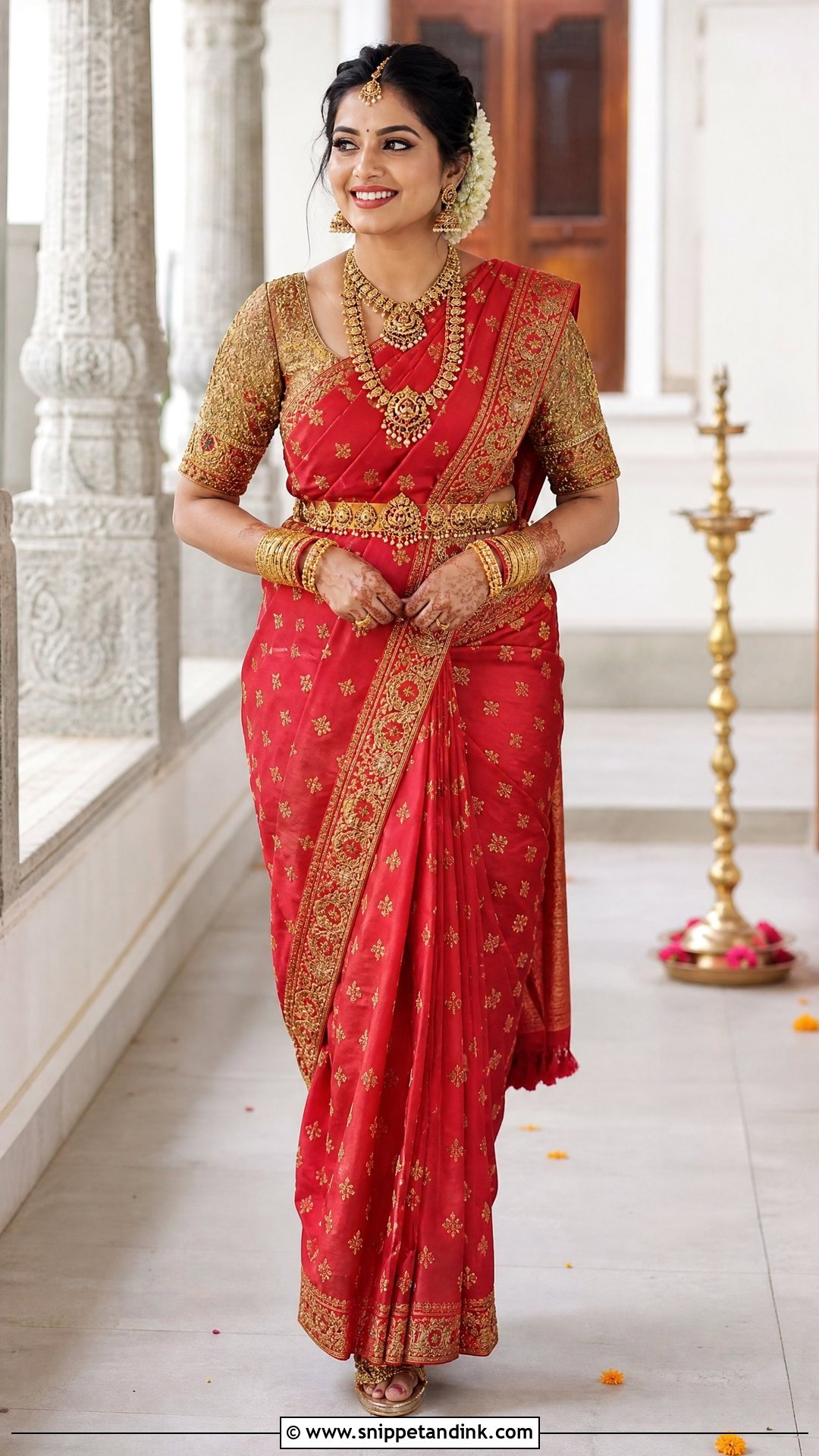 Temple Aari Work Bridal Saree - Snippet and Ink - 25 Bridal Aari Work Ideas