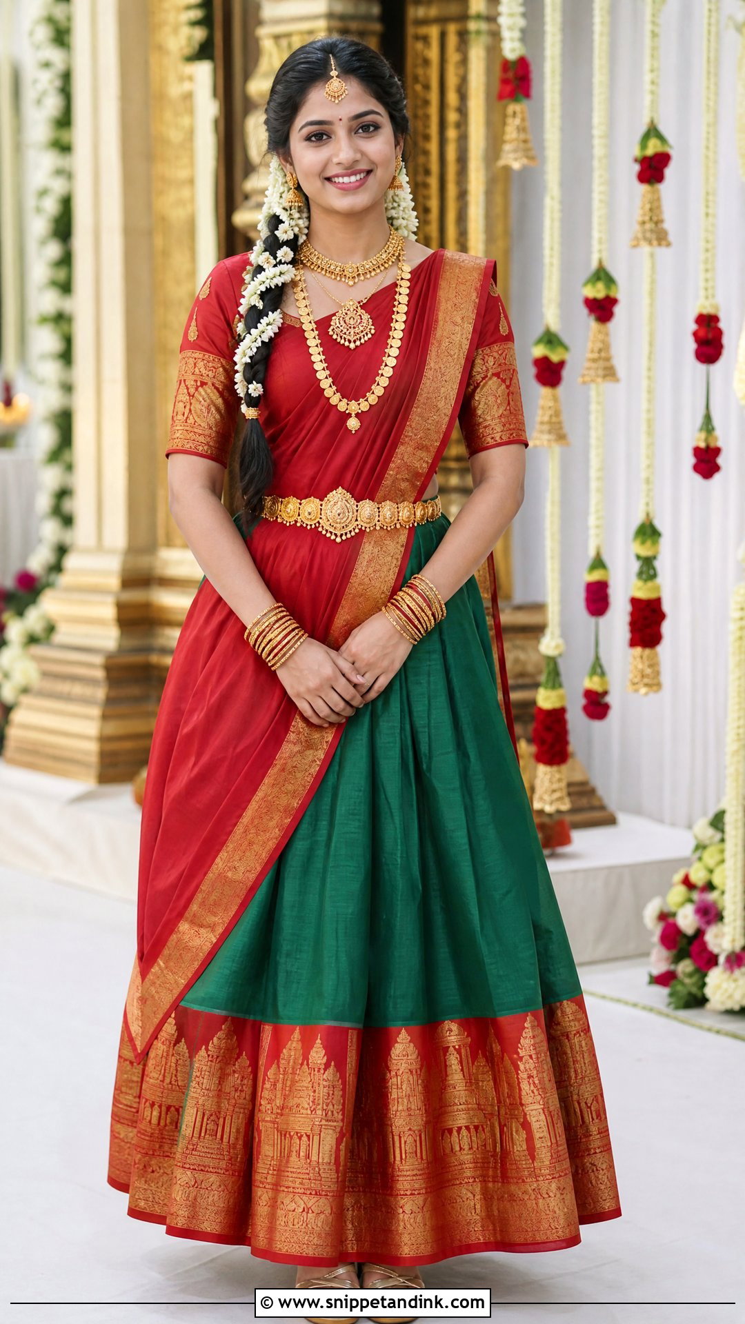 Temple Border Silk Thavani - Snippet and Ink - 20 Thavani Styles for Wedding