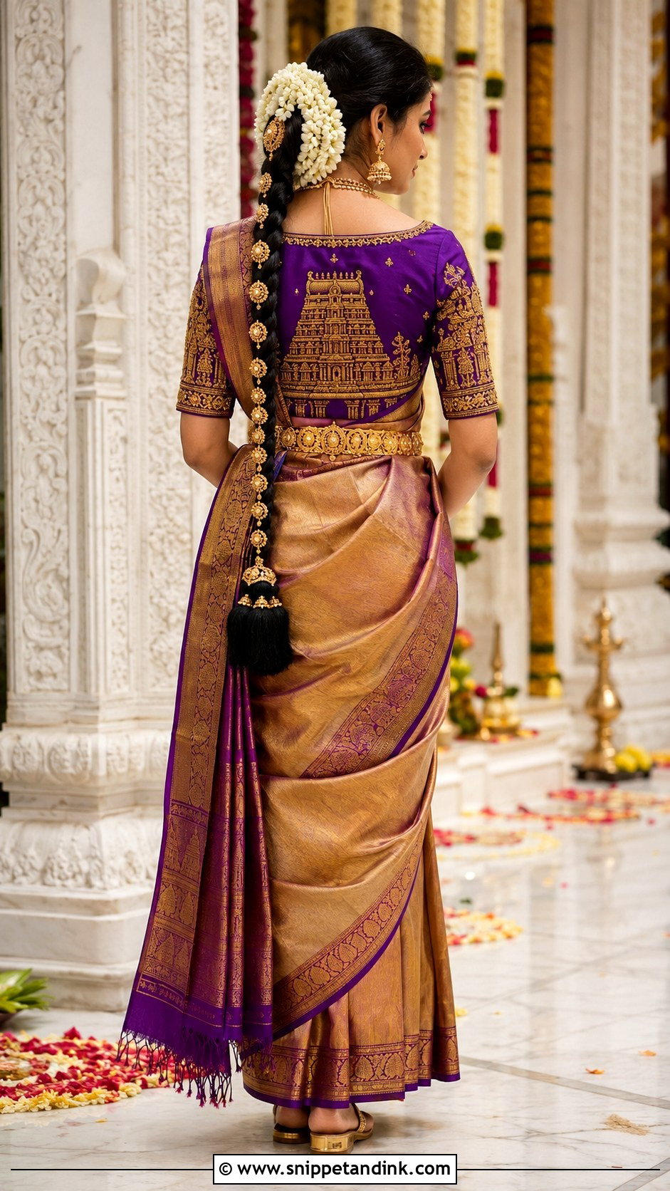 Temple Embroidery Bridal Blouse - Snippet and Ink - 20 Brides Wedding Blouse Designs