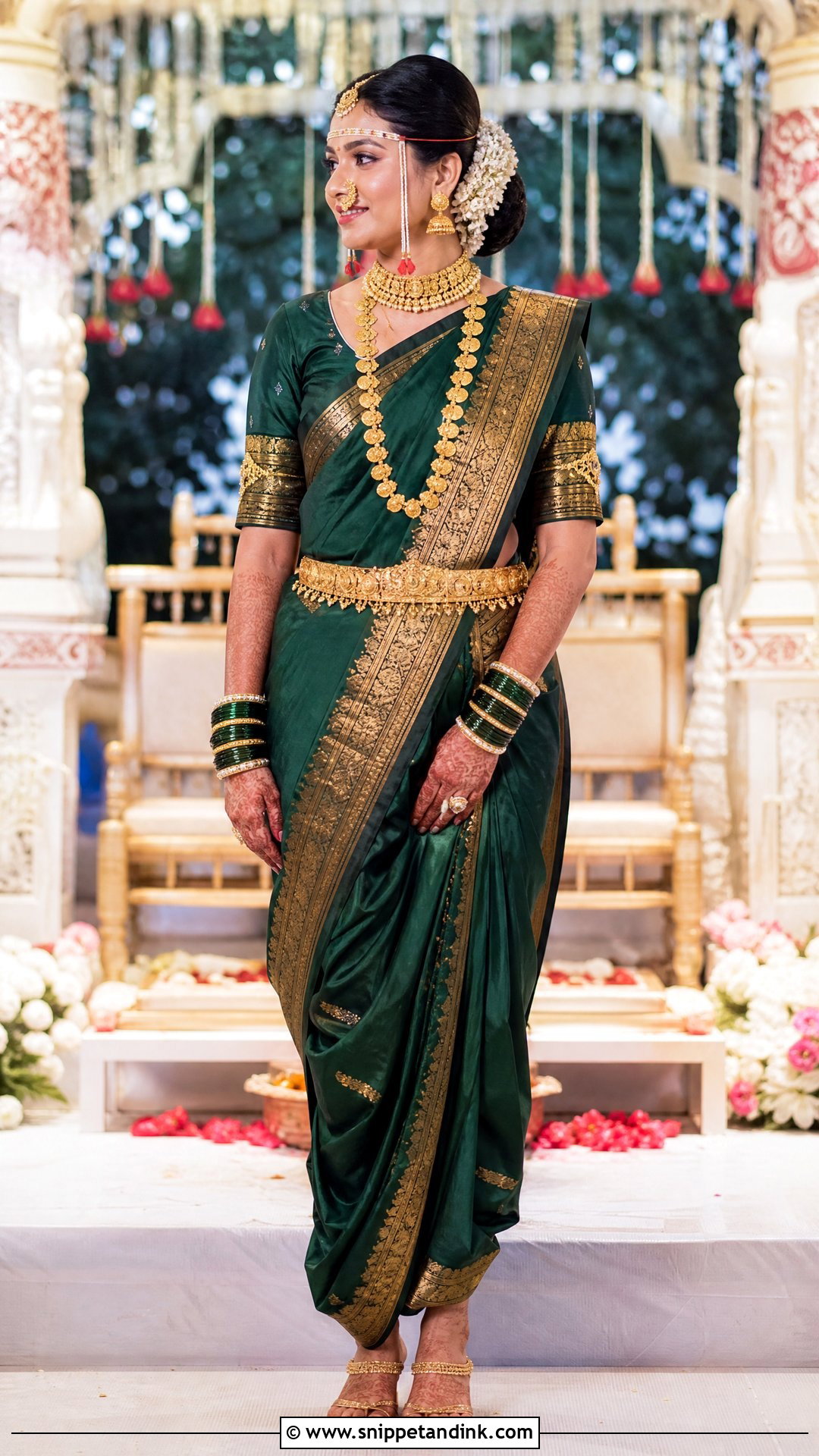 Temple Jewelry Marathi Bride Look - Snippet and Ink - 20 Royal Marathi Bride Look Ideas