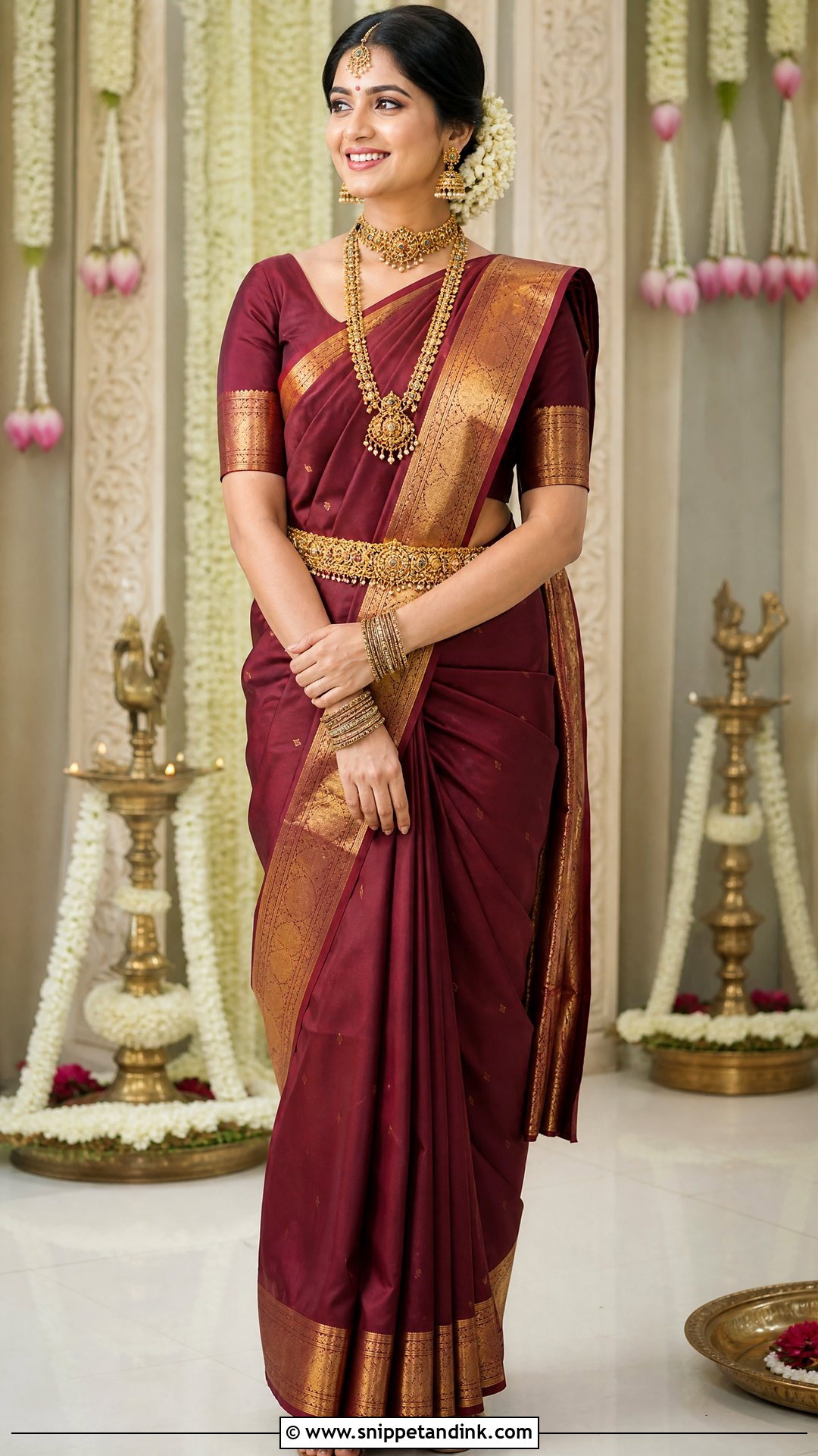Temple Jewelry Saree Outfit - Snippet and Ink - 25 South Indian Wedding Outfits