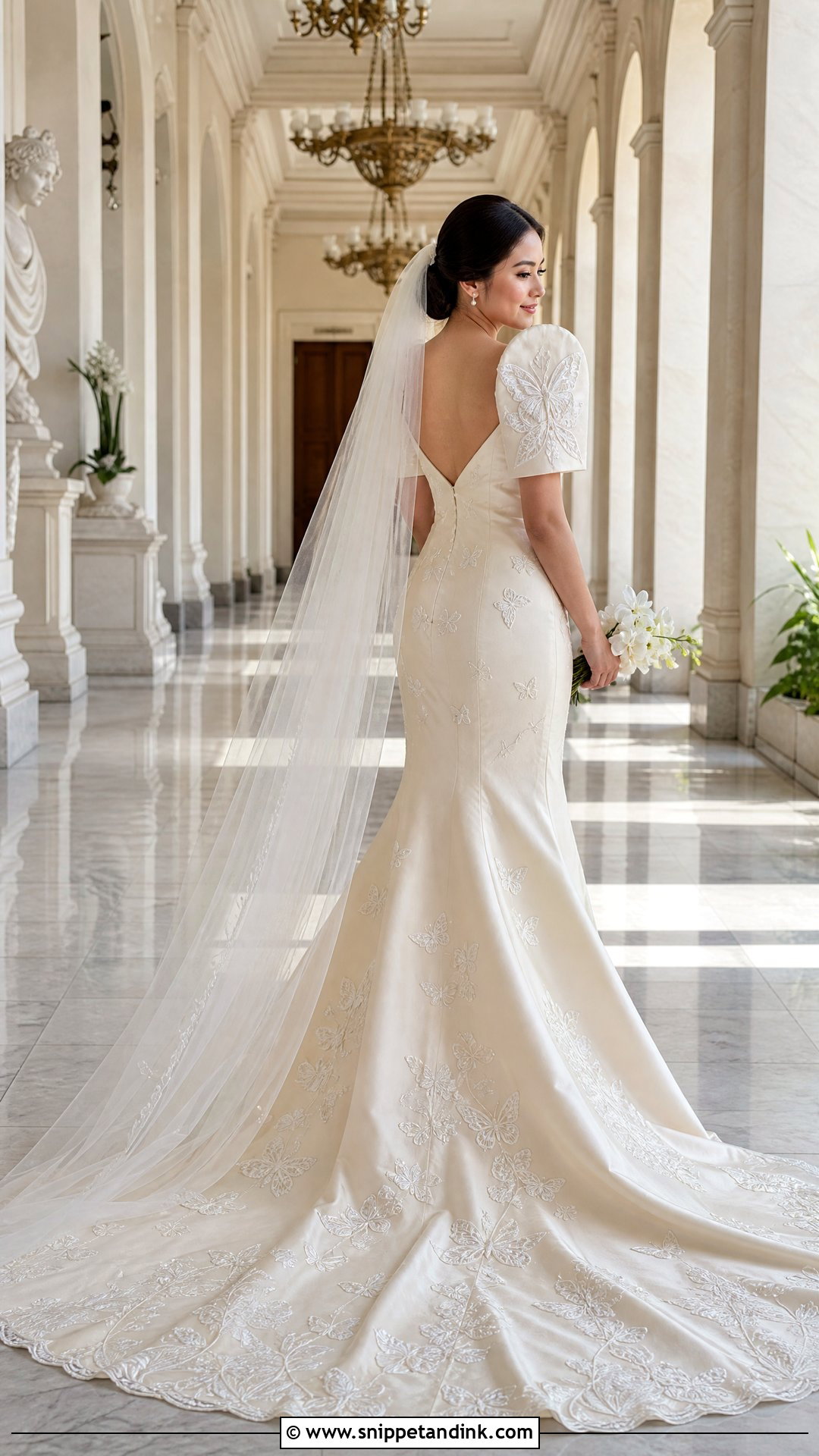 Terno Wedding Dress With Train - Snippet and Ink - 20 Traditional Filipino Wedding Dress Ideas